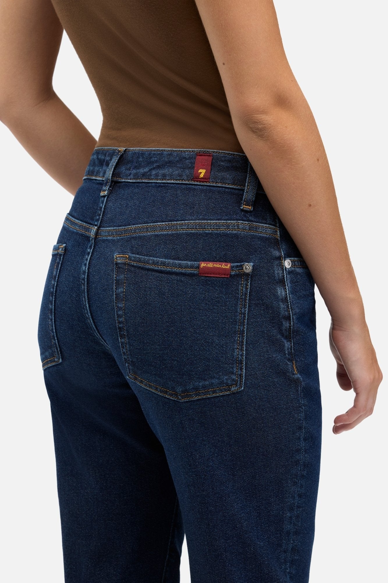 7 FOR ALL MANKIND WOMEN Calie Straight Jeans Bluecrest Dark Blue
