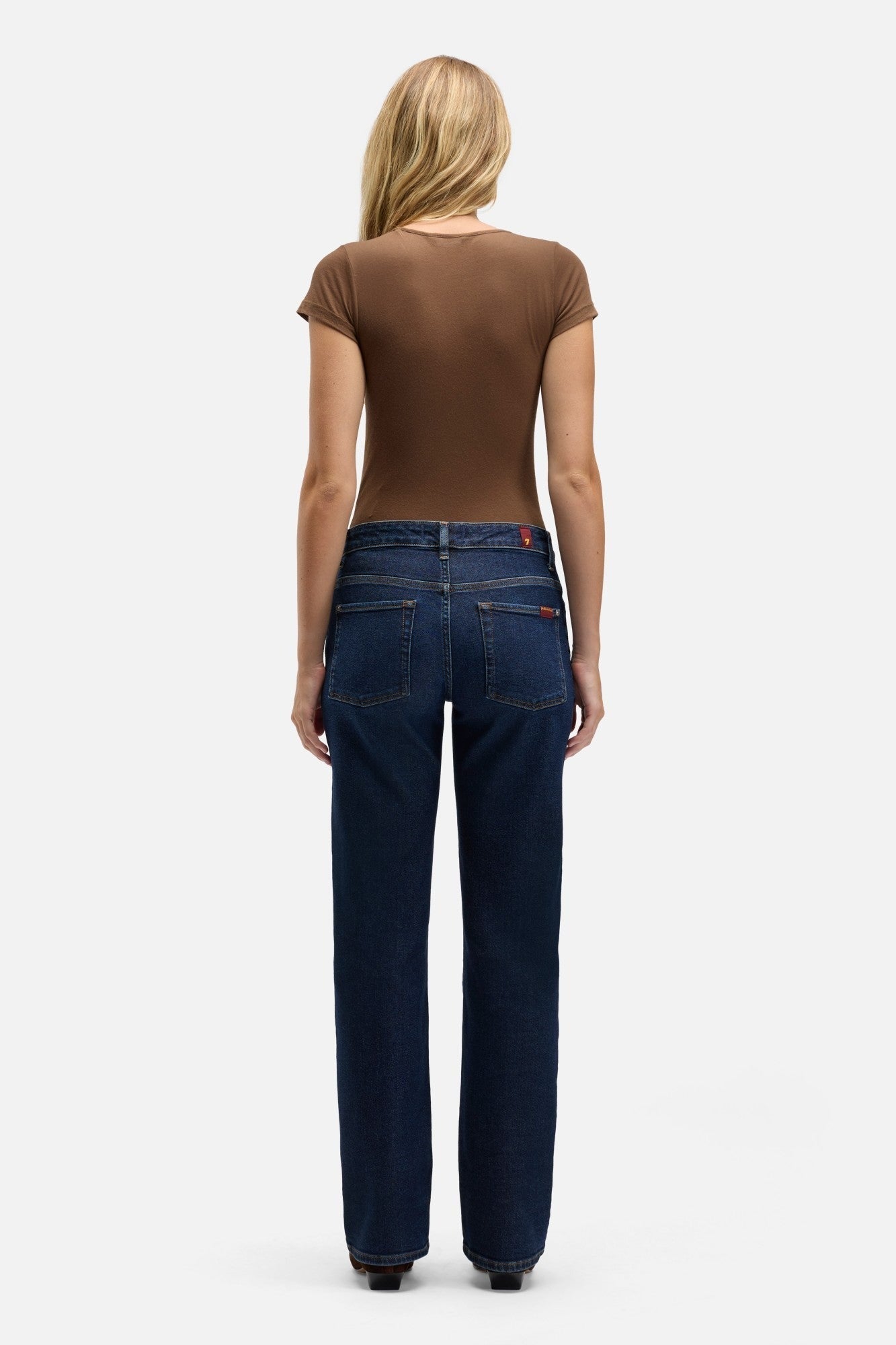 7 FOR ALL MANKIND WOMEN Calie Straight Jeans Bluecrest Dark Blue