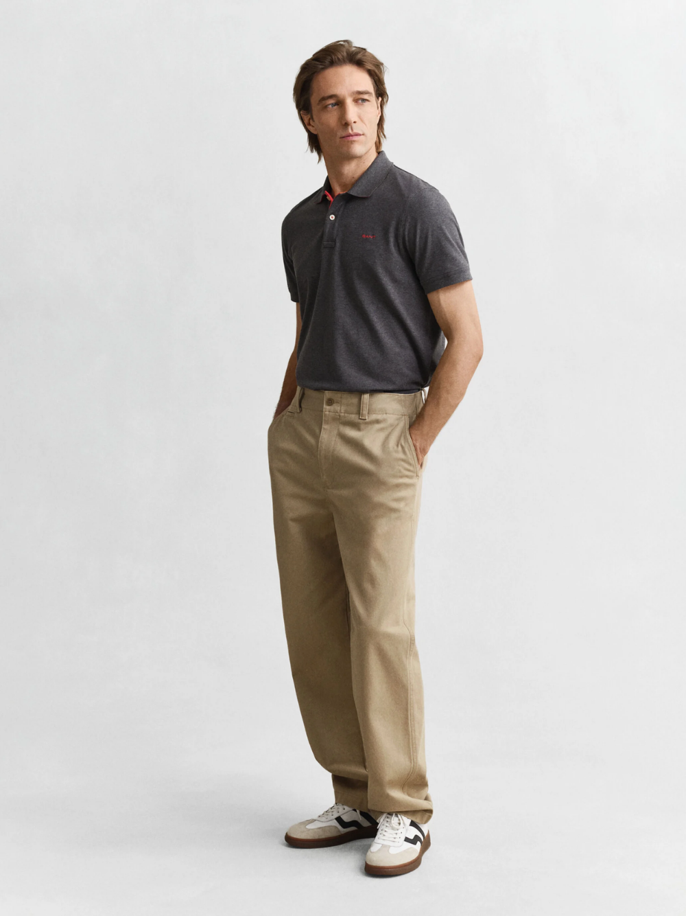 GANT Contrast Piqué Polo Shirt Antracit Melange