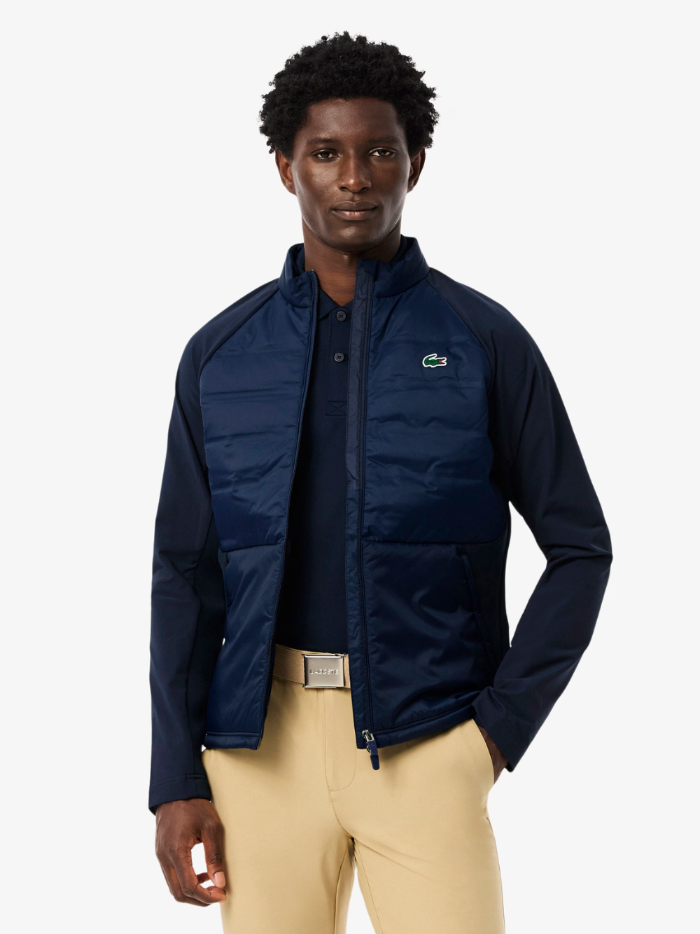 LACOSTE High Neck Quilted Golf Jacket Navy