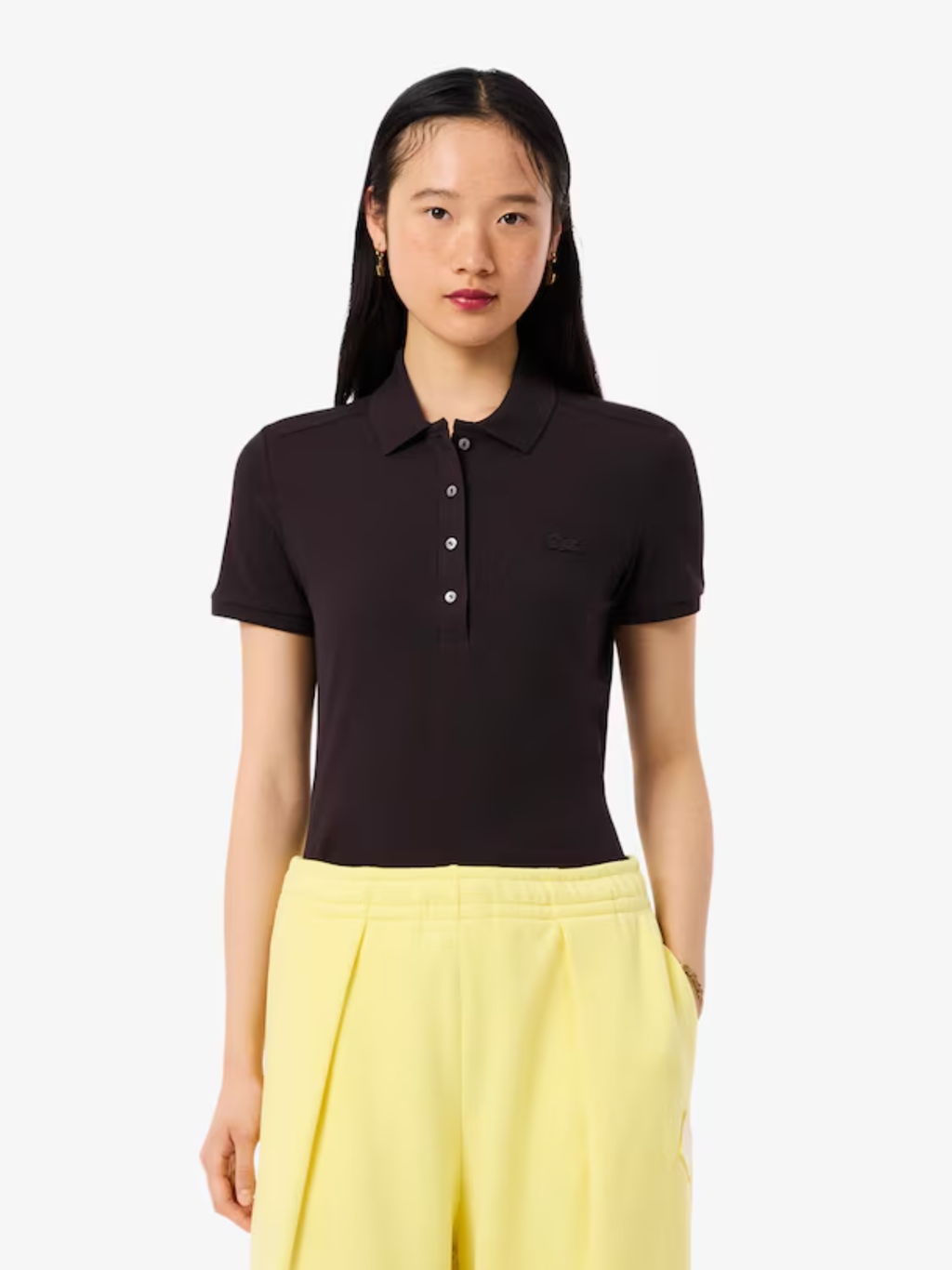 LACOSTE WOMEN L.12.D Slim Fit Stretch Piqué Polo Shirt Brown