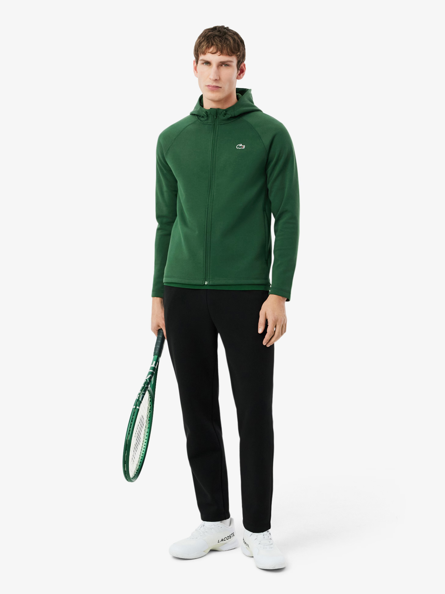 LACOSTE Sport Stretch Zipped Hoodie Pine Green