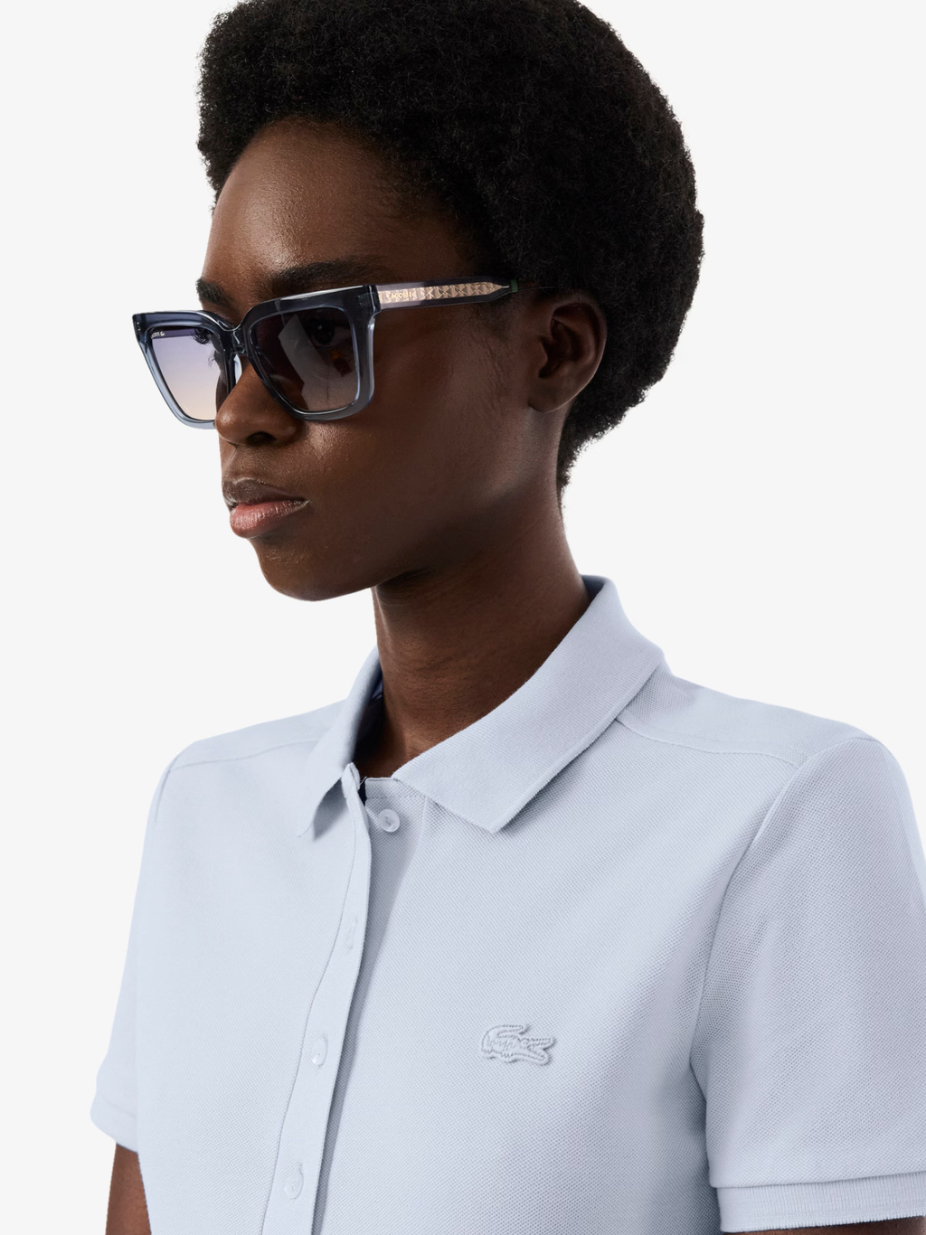 LACOSTE WOMEN Slim Fit Stretch Piqué Polo Dress Light Blue