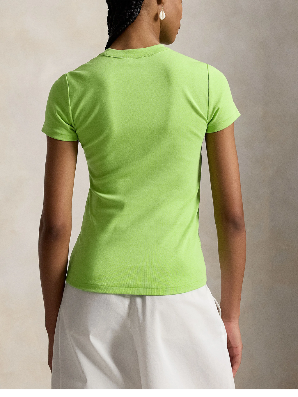 RALPH LAUREN WOMEN Big Pony Stretch Cotton Tee Riviera Green