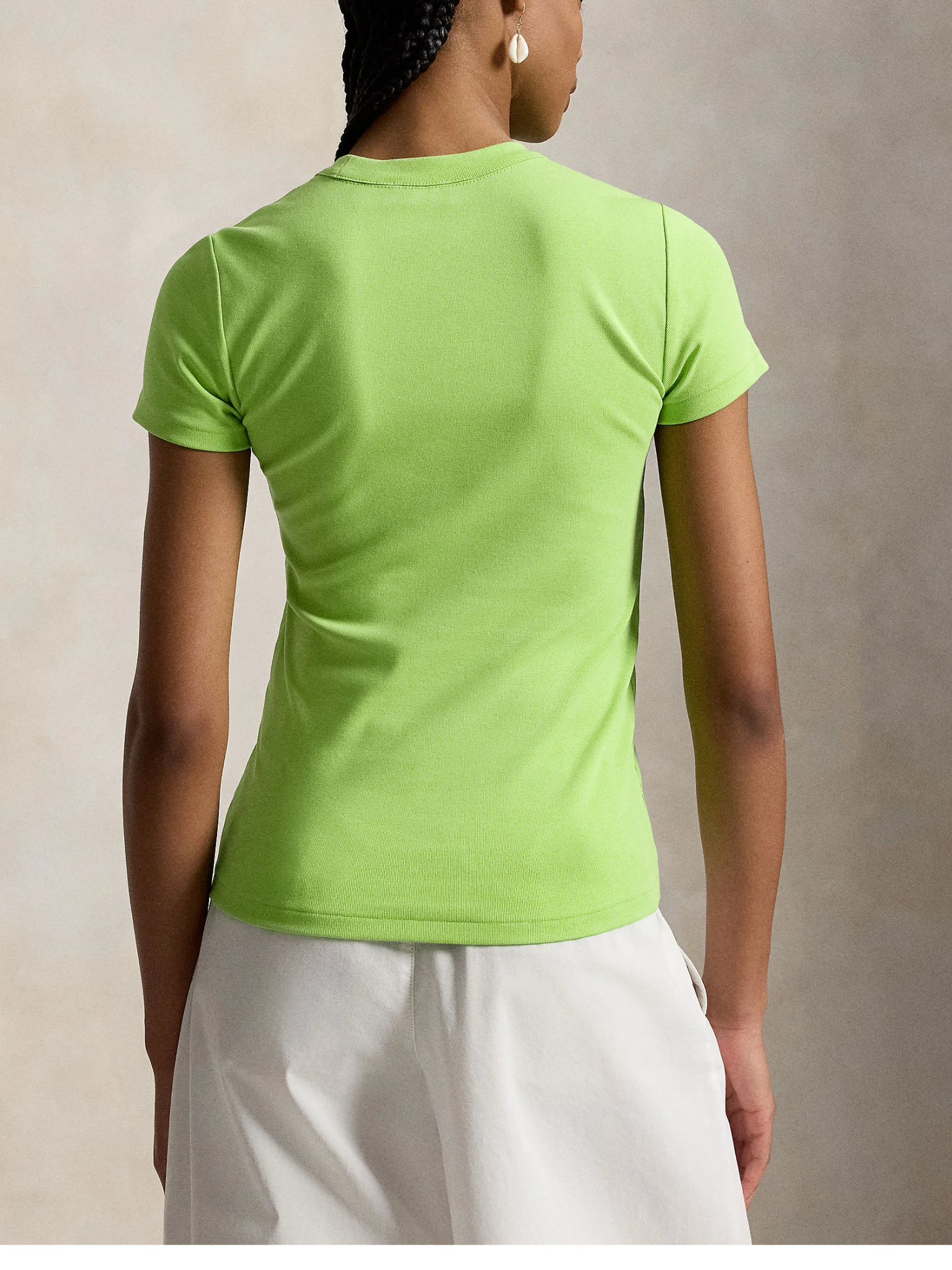 RALPH LAUREN WOMEN Big Pony Stretch Cotton Tee Riviera Green