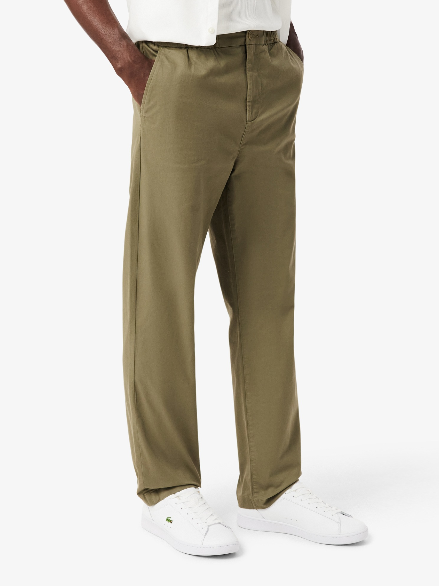 LACOSTE Regular Fit Cotton Twill Chino Pants Khaki Green