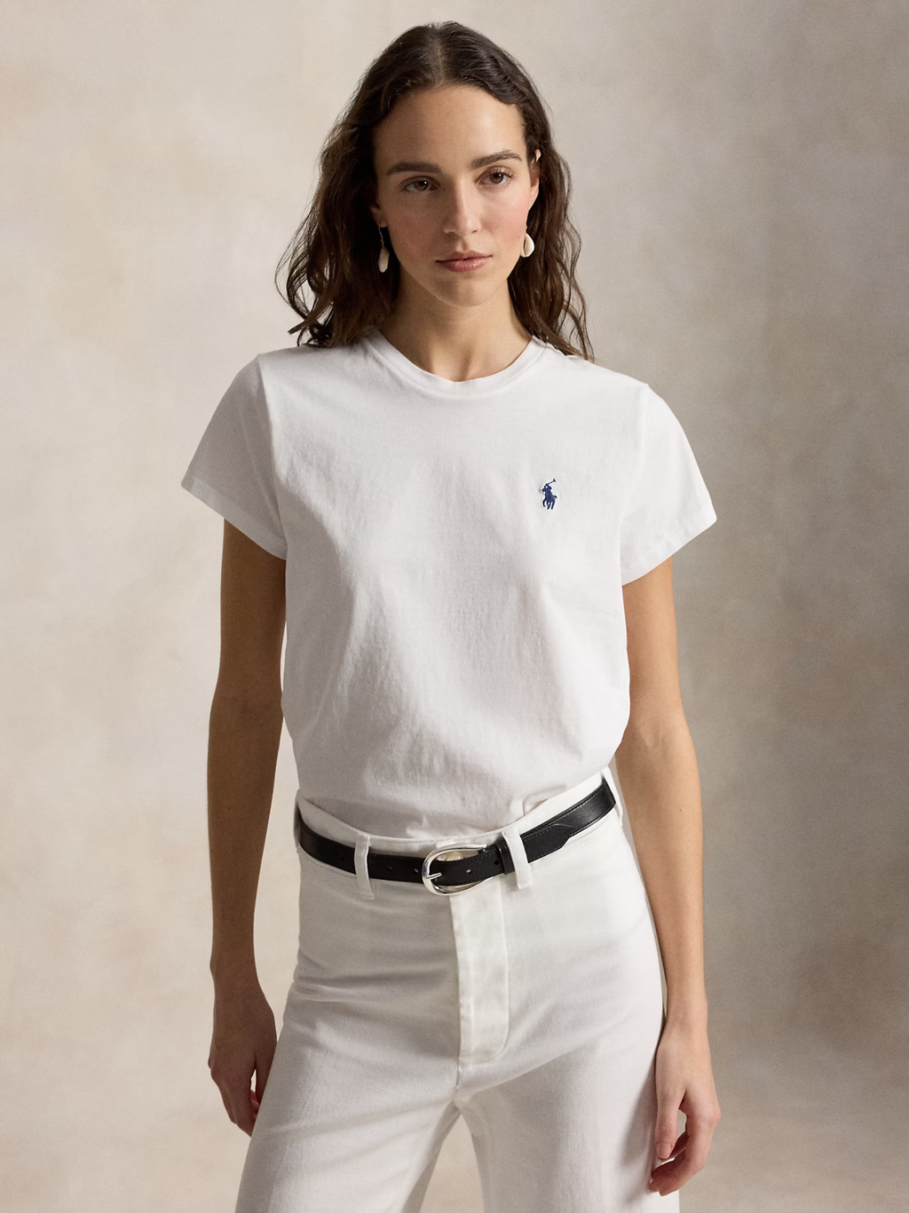 RALPH LAUREN WOMEN Classic Fit Cotton Jersey Crewneck Tee White