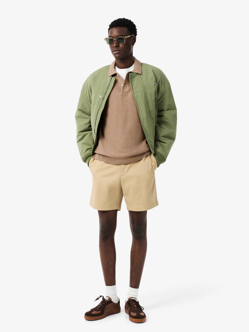LACOSTE Classic Fit Knitted Polo Shirt Beige
