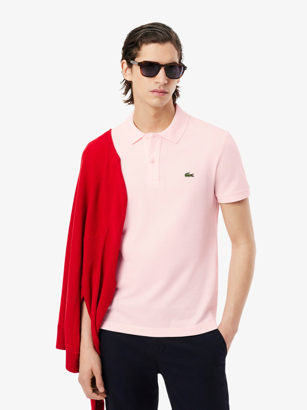 LACOSTE Slim Fit L.12.12 Piqué Polo Shirt Light Pink
