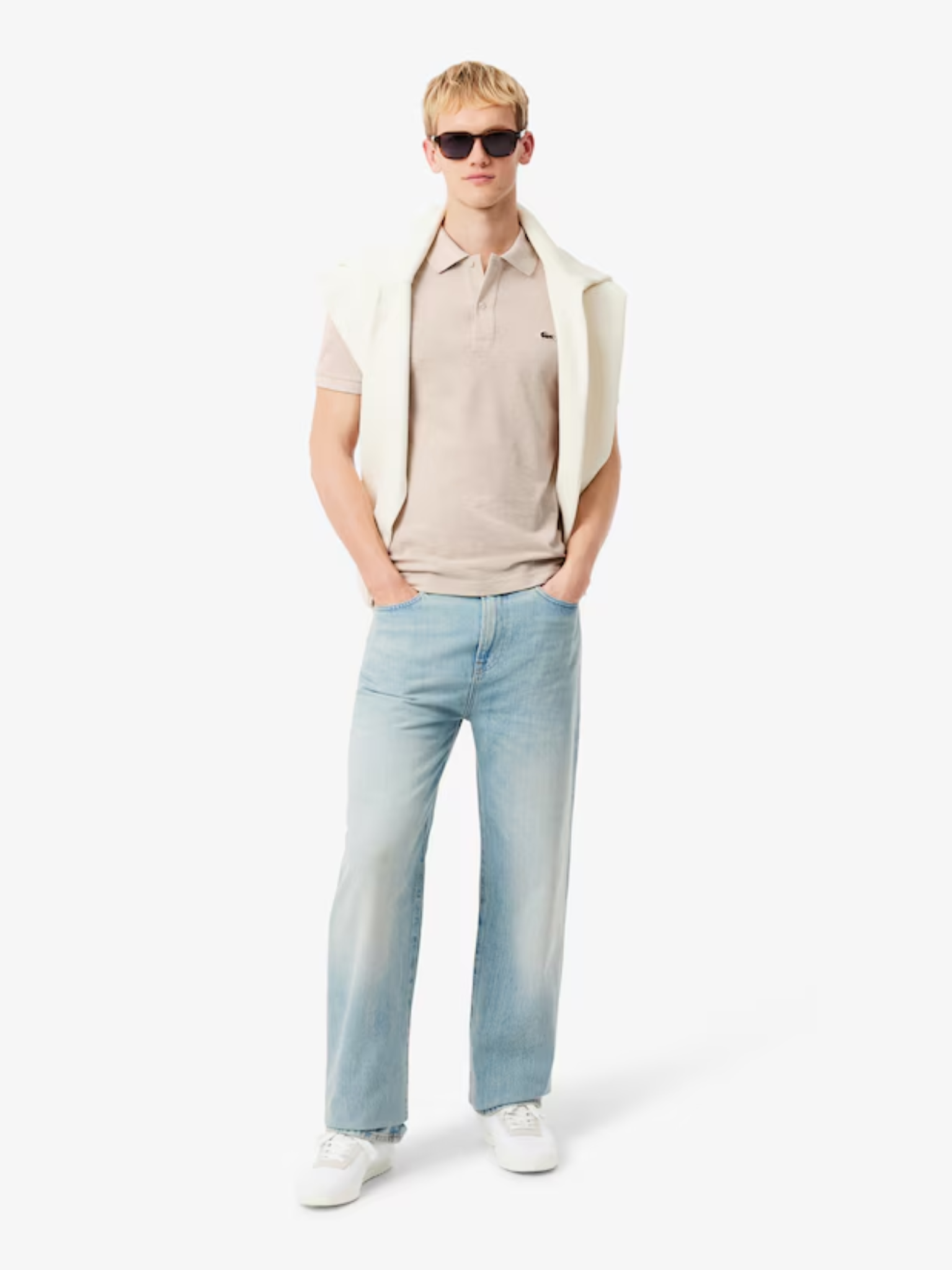 LACOSTE Slim Fit L.12.12 Original Polo Shirt Heathered Grey Beige