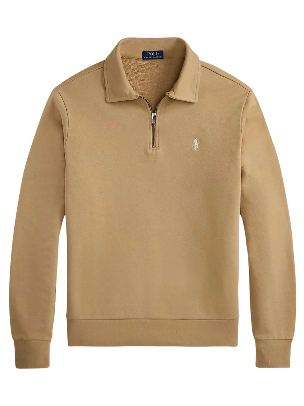 RALPH LAUREN Loopback Fleece Quarter-Zip Sweatshirt Vintage Khaki
