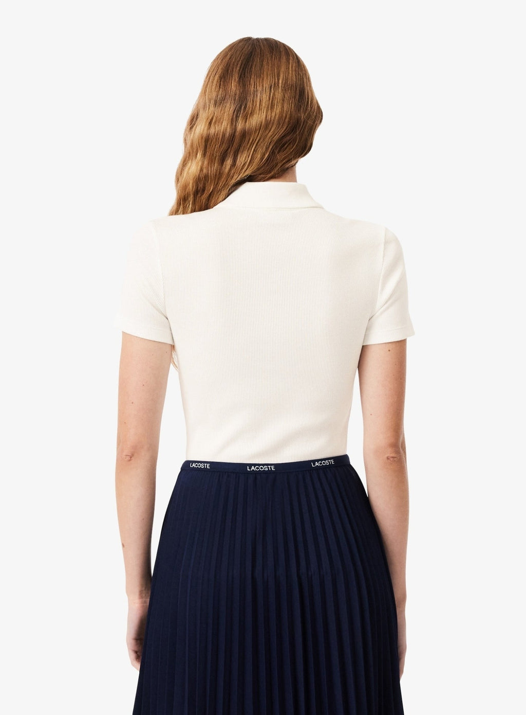 LACOSTE WOMEN Slim Fit L.12.D Ribbed Cotton Short Sleeves Polo Shirt White