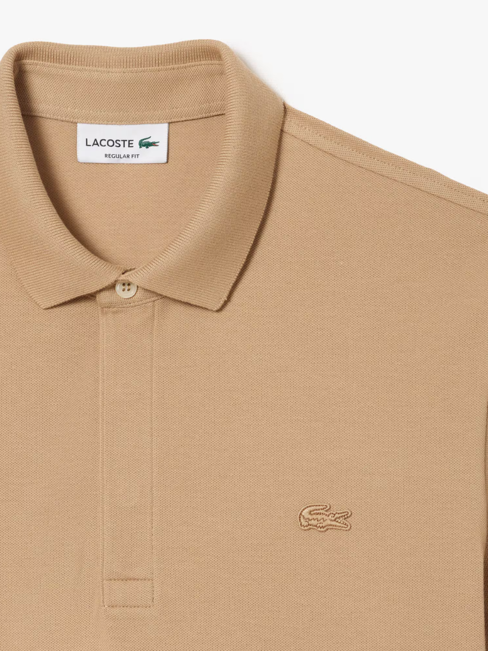 LACOSTE Regular Fit Paris Stretch Piqué Polo Shirt Beige