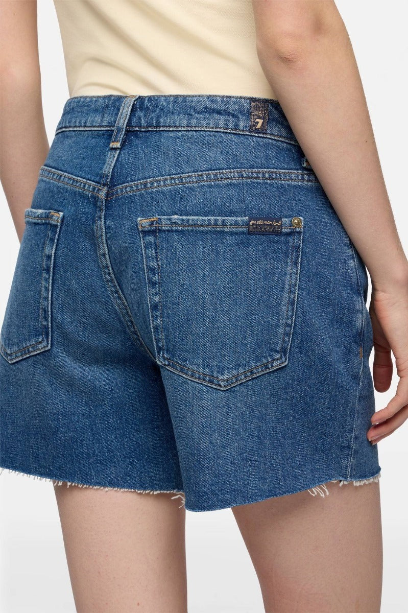 7 FOR ALL MANKIND WOMEN Monroe High Waist Shorts Mid Blue