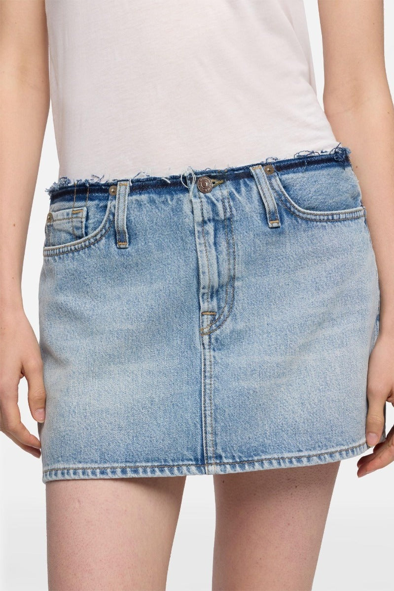7 FOR ALL MANKIND WOMEN Cherry Mini Denim Skirt Light Wash Blue