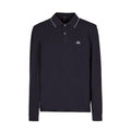 Cp Company 070A Slim Fit Long Sleeve Stretch Piquet Polo Shirt in Navy