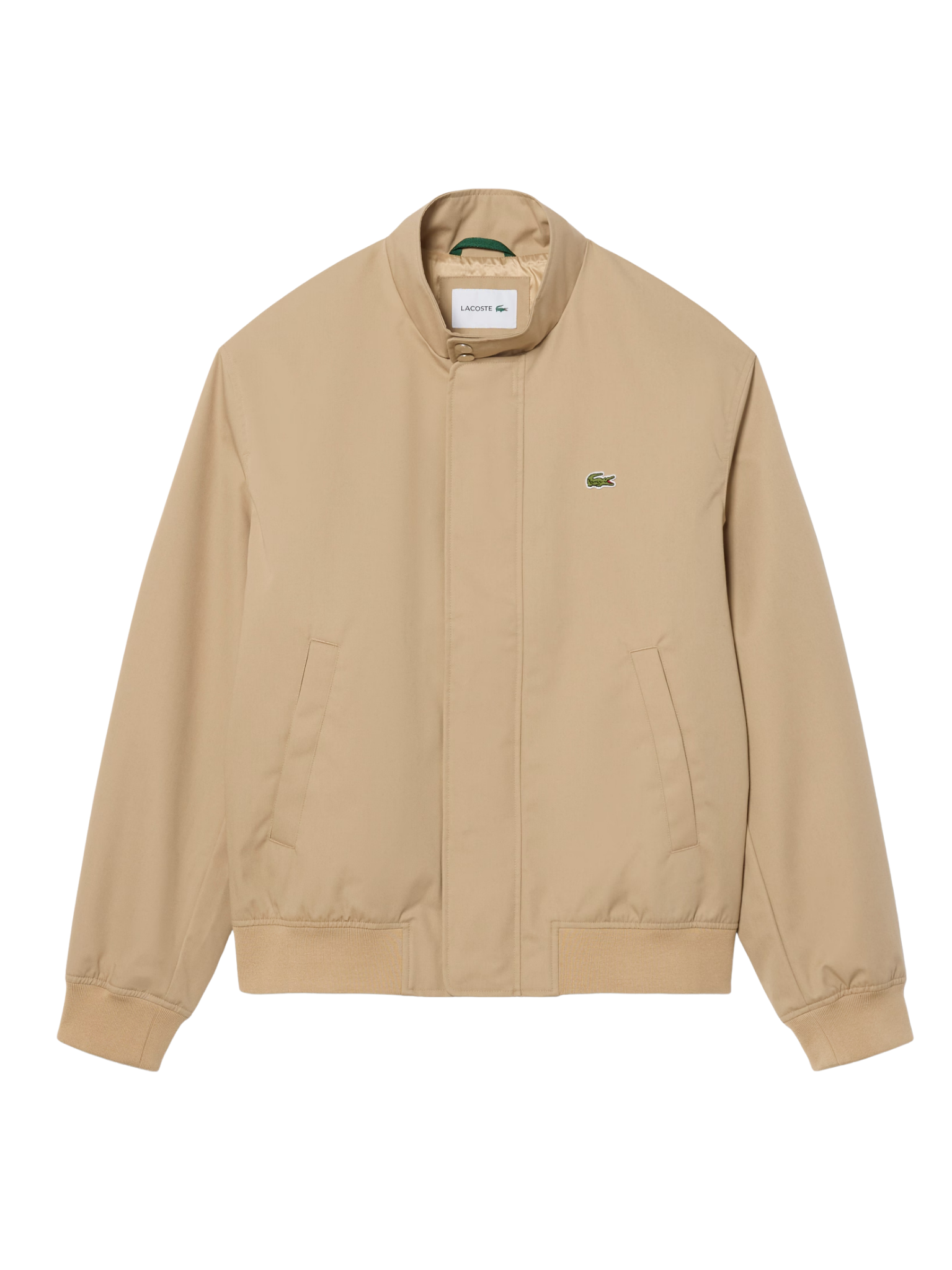 LACOSTE Water-Repellent Twill Harrington Jacket Beige