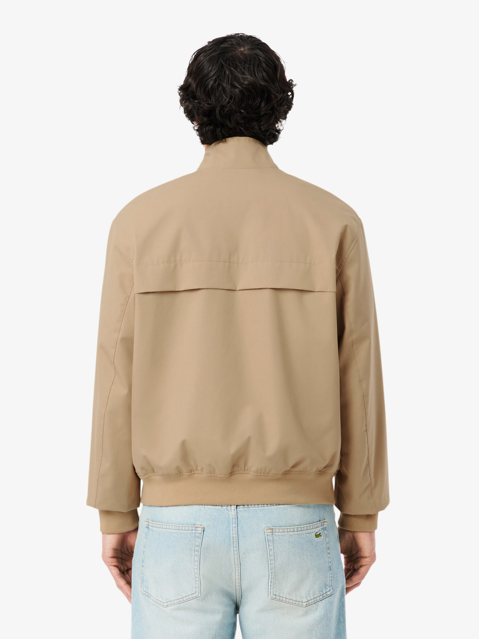 LACOSTE Water-Repellent Twill Harrington Jacket Beige