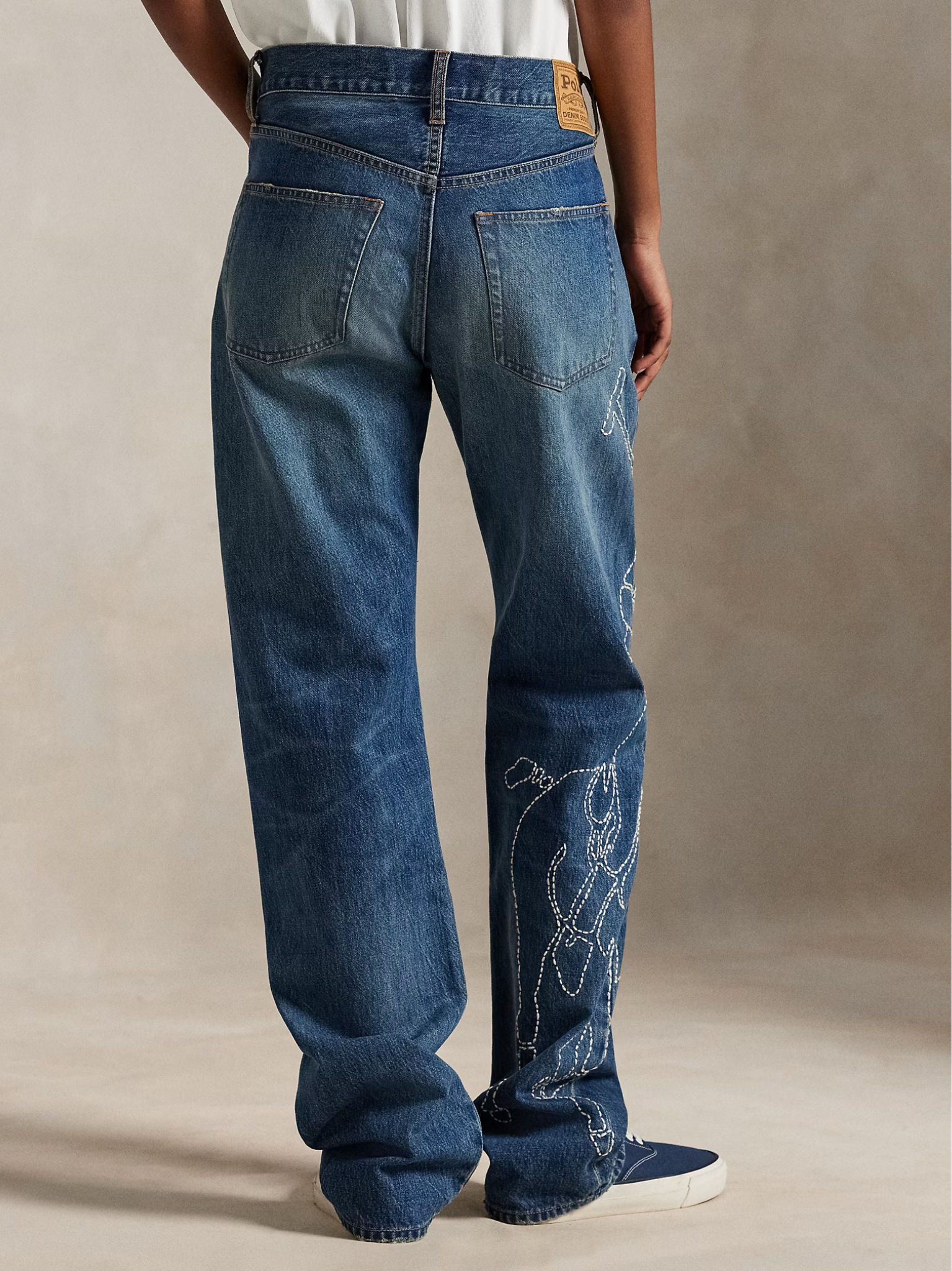 RALPH LAUREN WOMEN Embroidered Relaxed Straight Jeans Junesel Wash