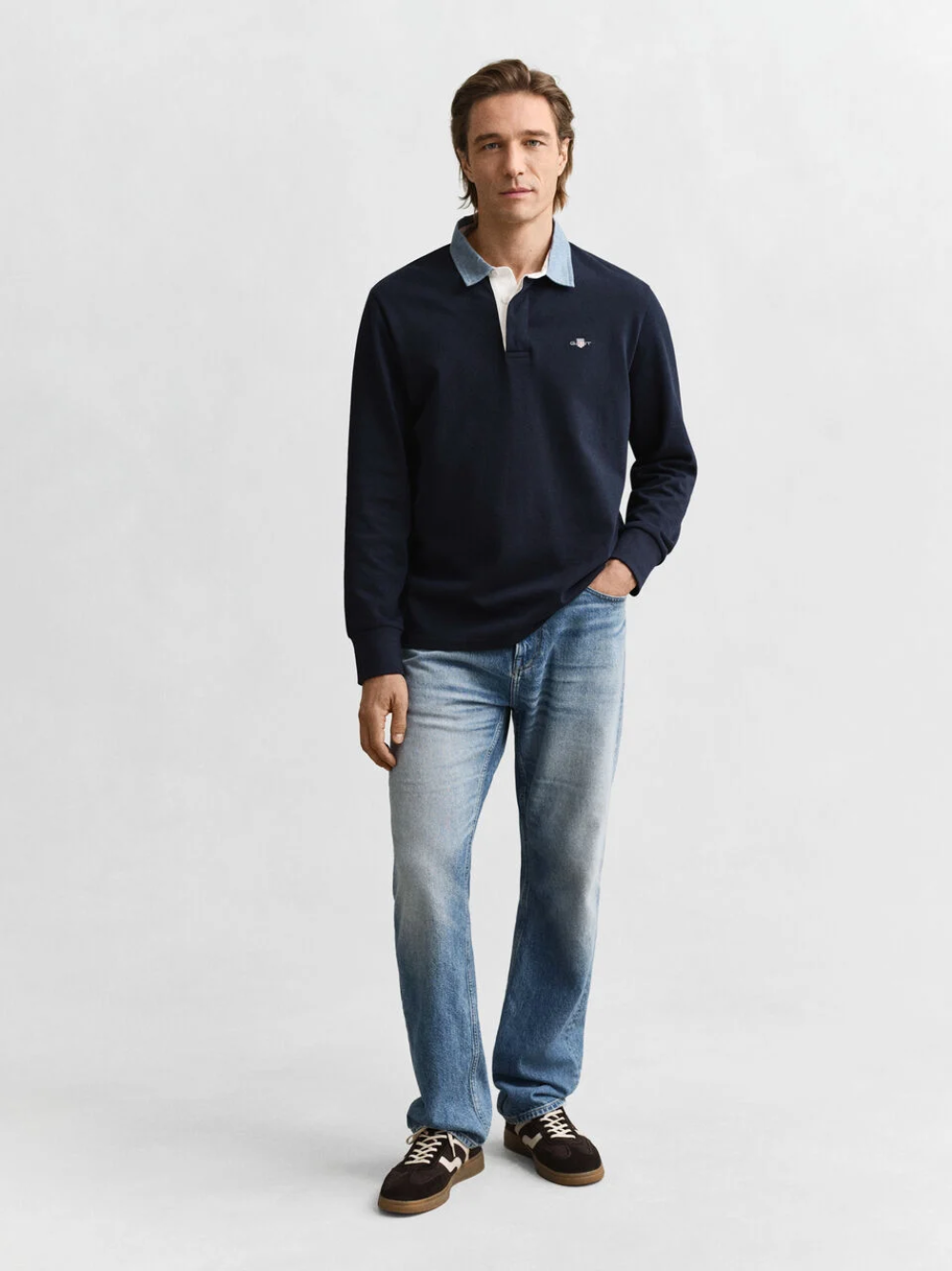 GANT Chambray Collar Heavy Rugger Evening Blue