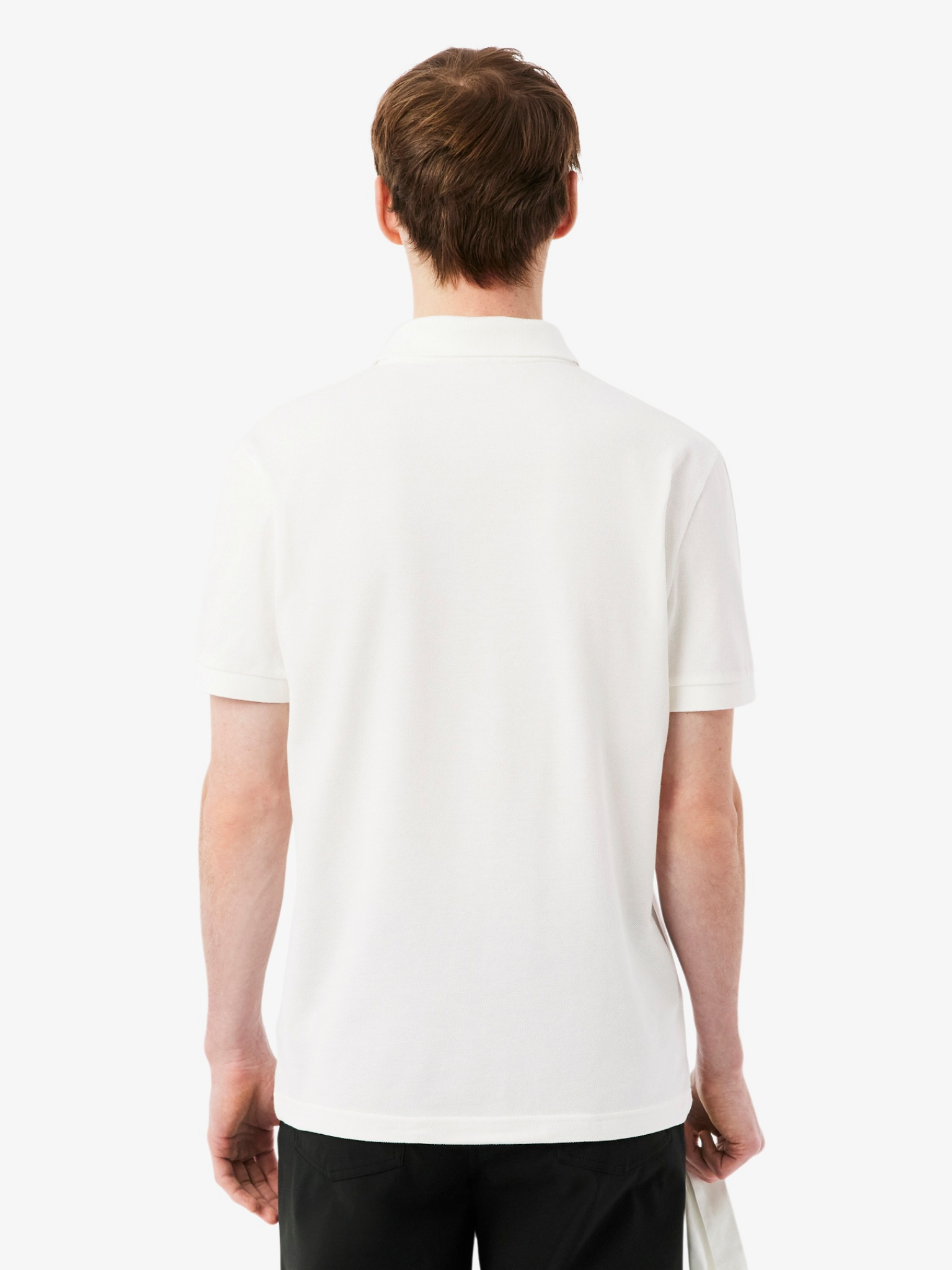 LACOSTE Regular Fit Logo Stripe Polo Shirt White