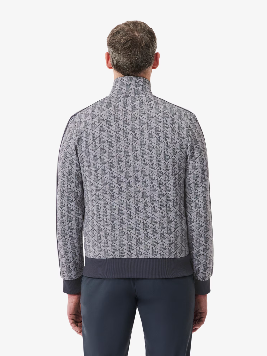 LACOSTE Paris Zip-Up Jacquard Track Jacket Grey