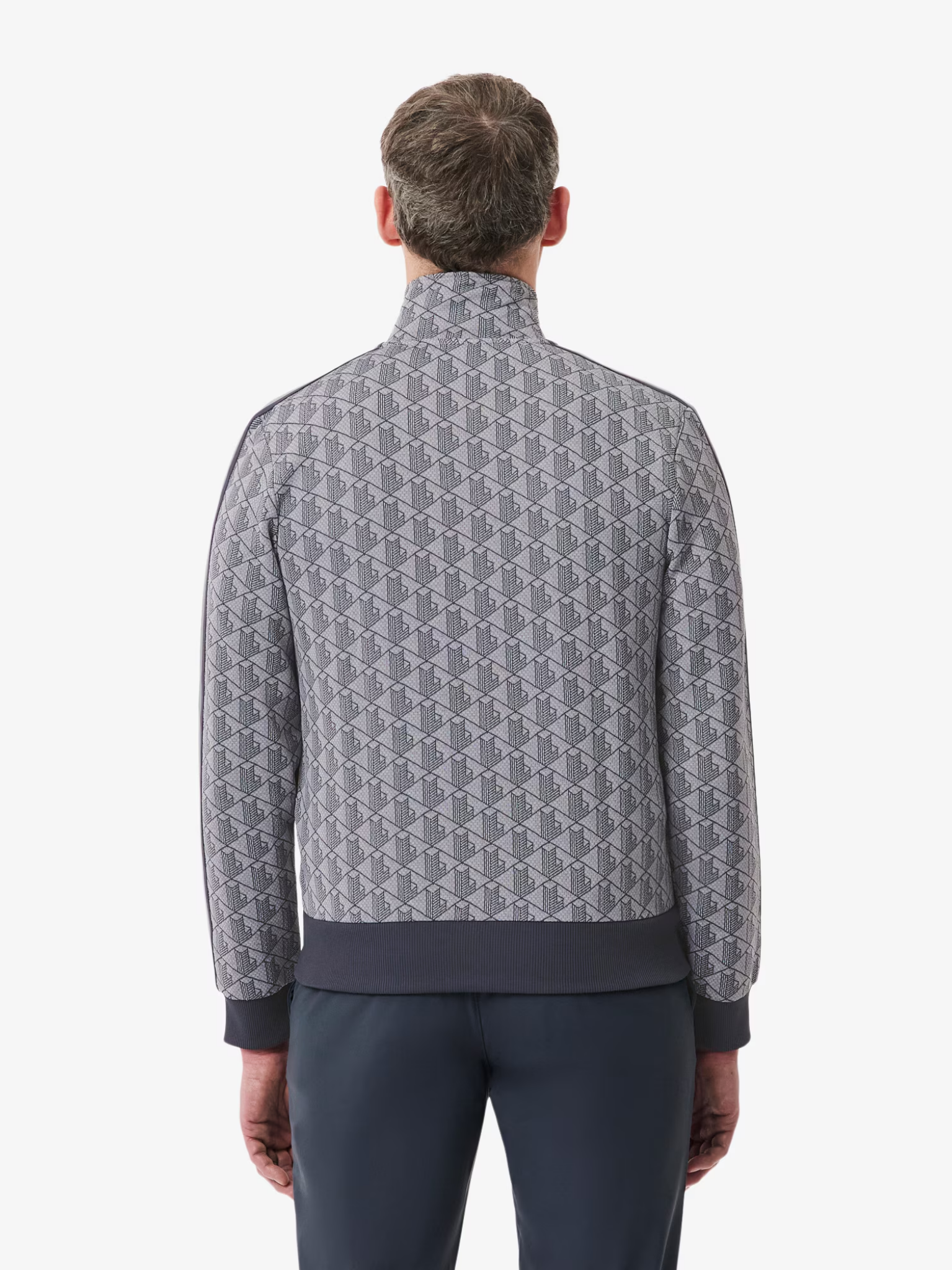 LACOSTE Paris Zip-Up Jacquard Track Jacket Grey