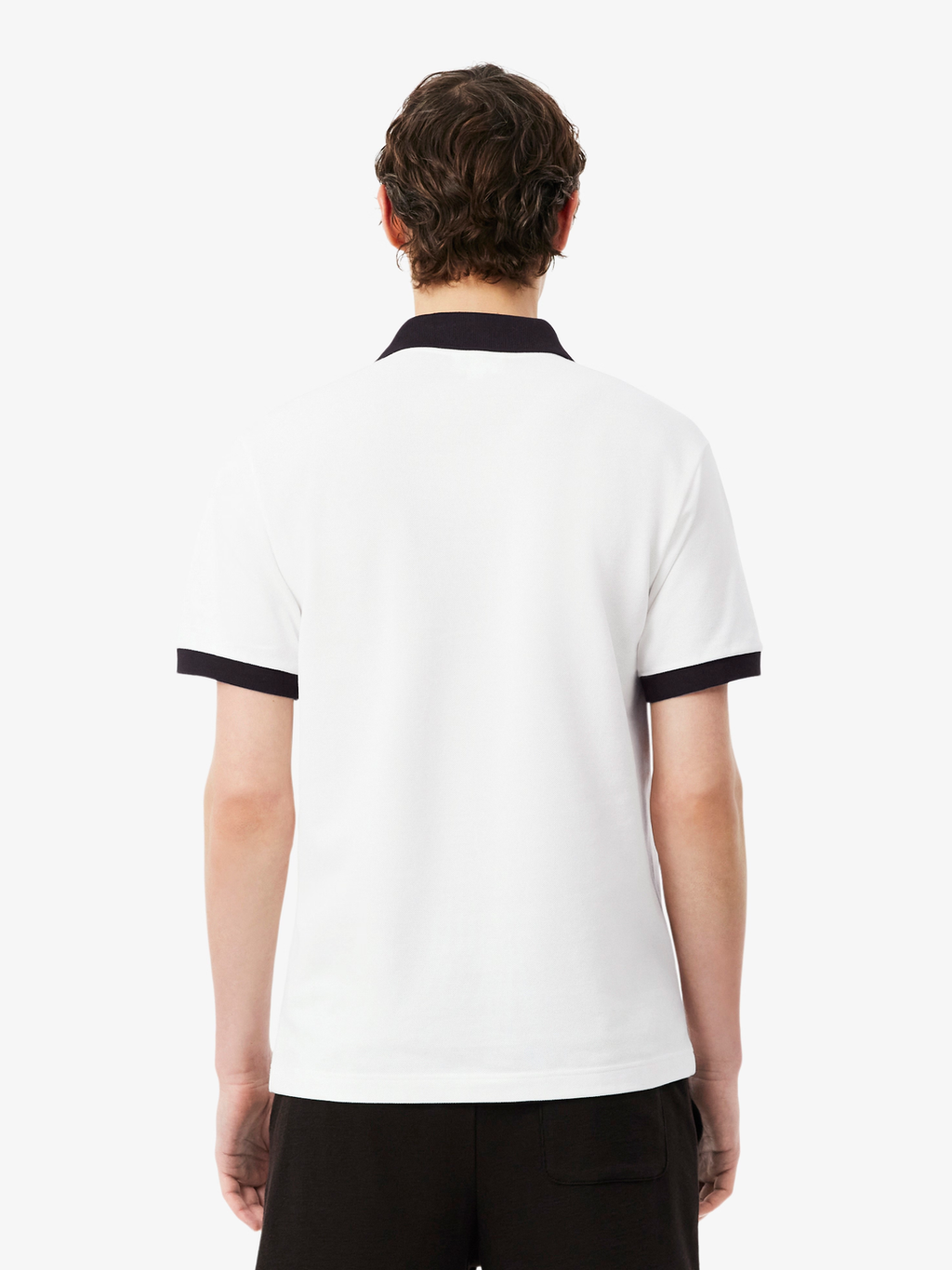 LACOSTE Classic Fit Contrast Rib Polo Shirt White