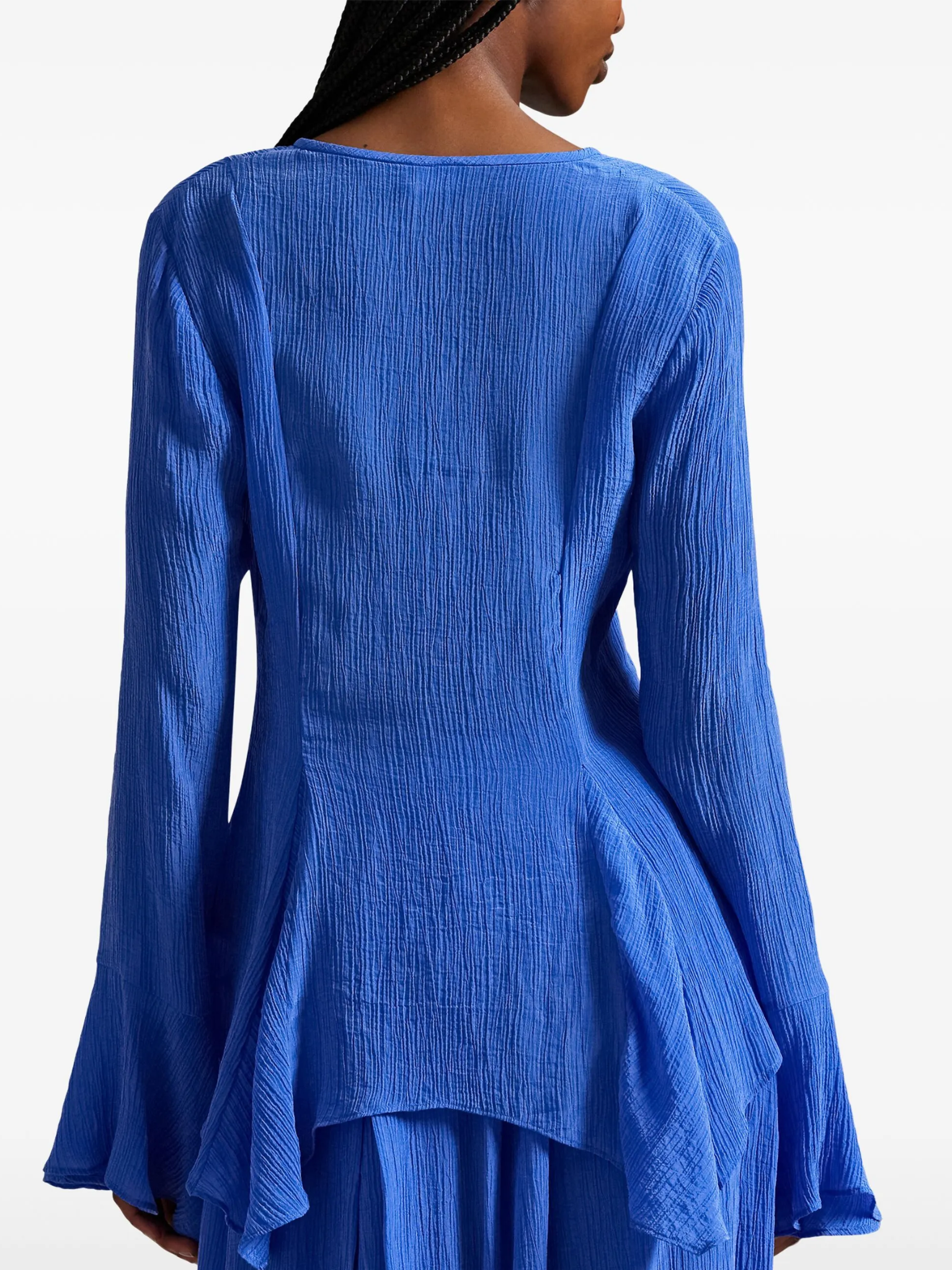 RALPH LAUREN WOMEN Crinkled Button-front Top Indigo Sky