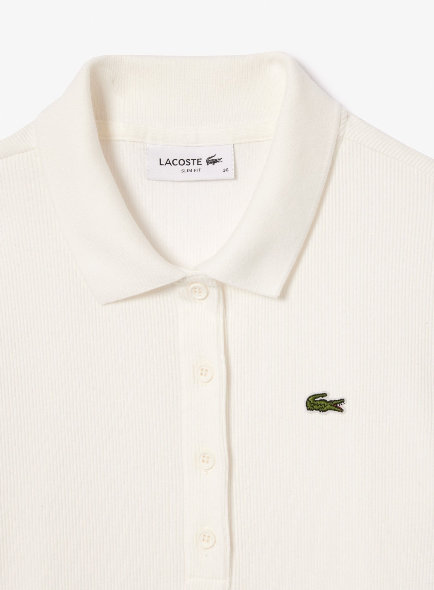 LACOSTE WOMEN Slim Fit L.12.D Ribbed Cotton Short Sleeves Polo Shirt White