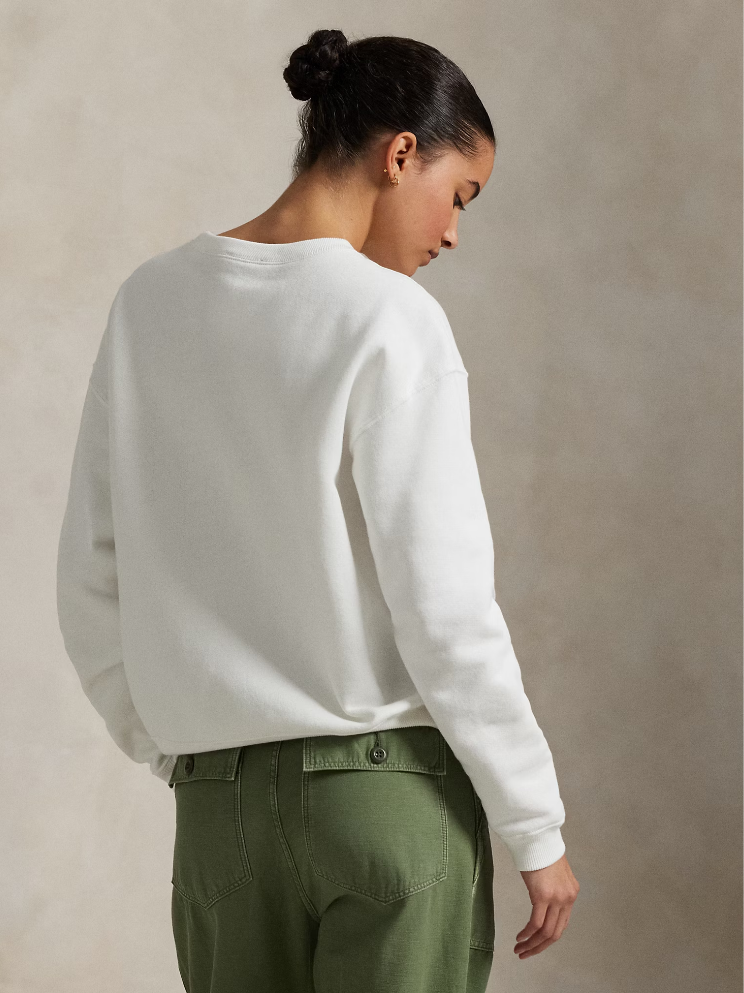 RALPH LAUREN WOMEN Fleece Crewneck Sweatshirt White