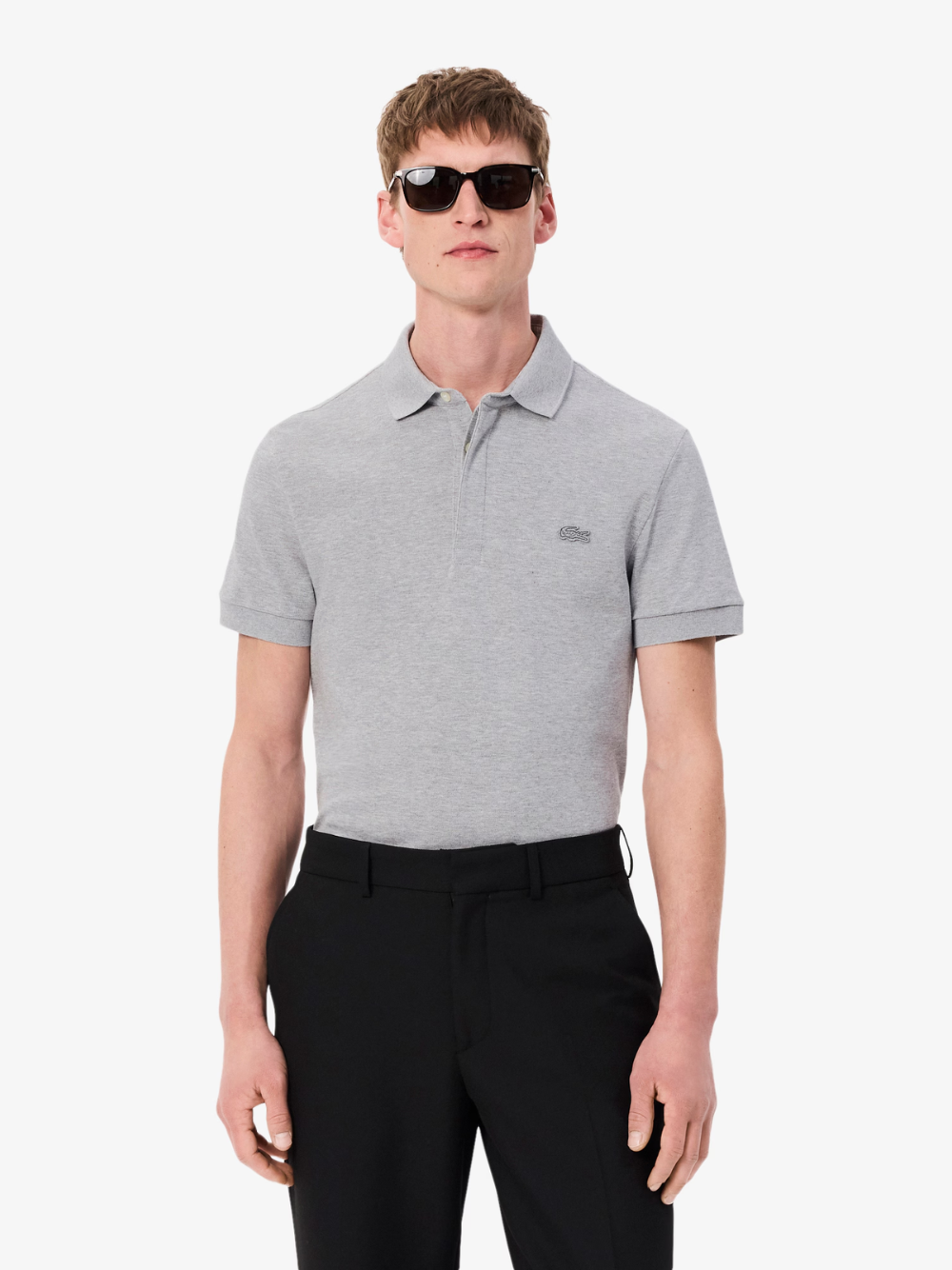 LACOSTE Regular Fit Paris Stretch Piqué Polo Shirt Grey