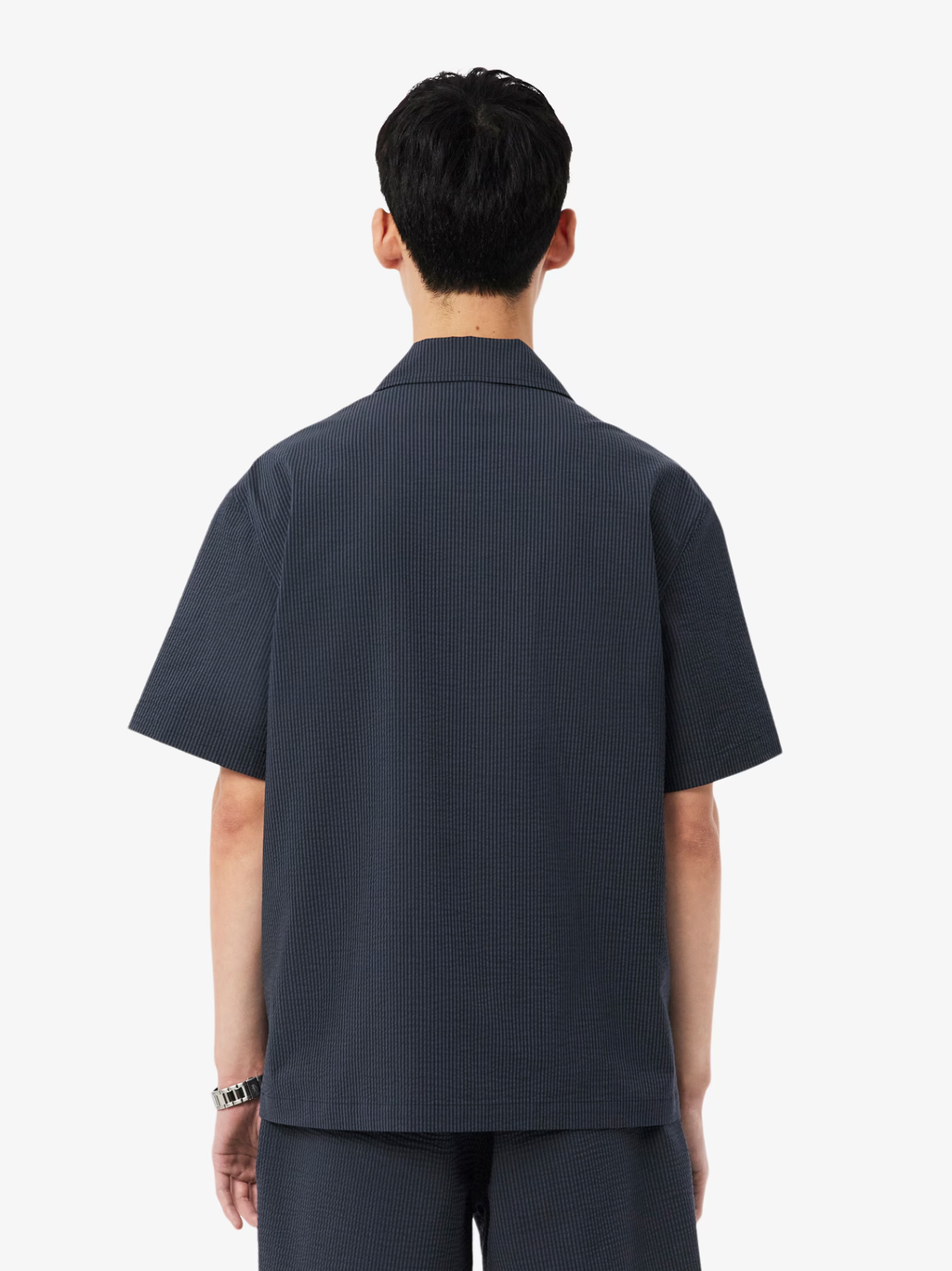 LACOSTE Relaxed Fit Seersucker Shirt Black