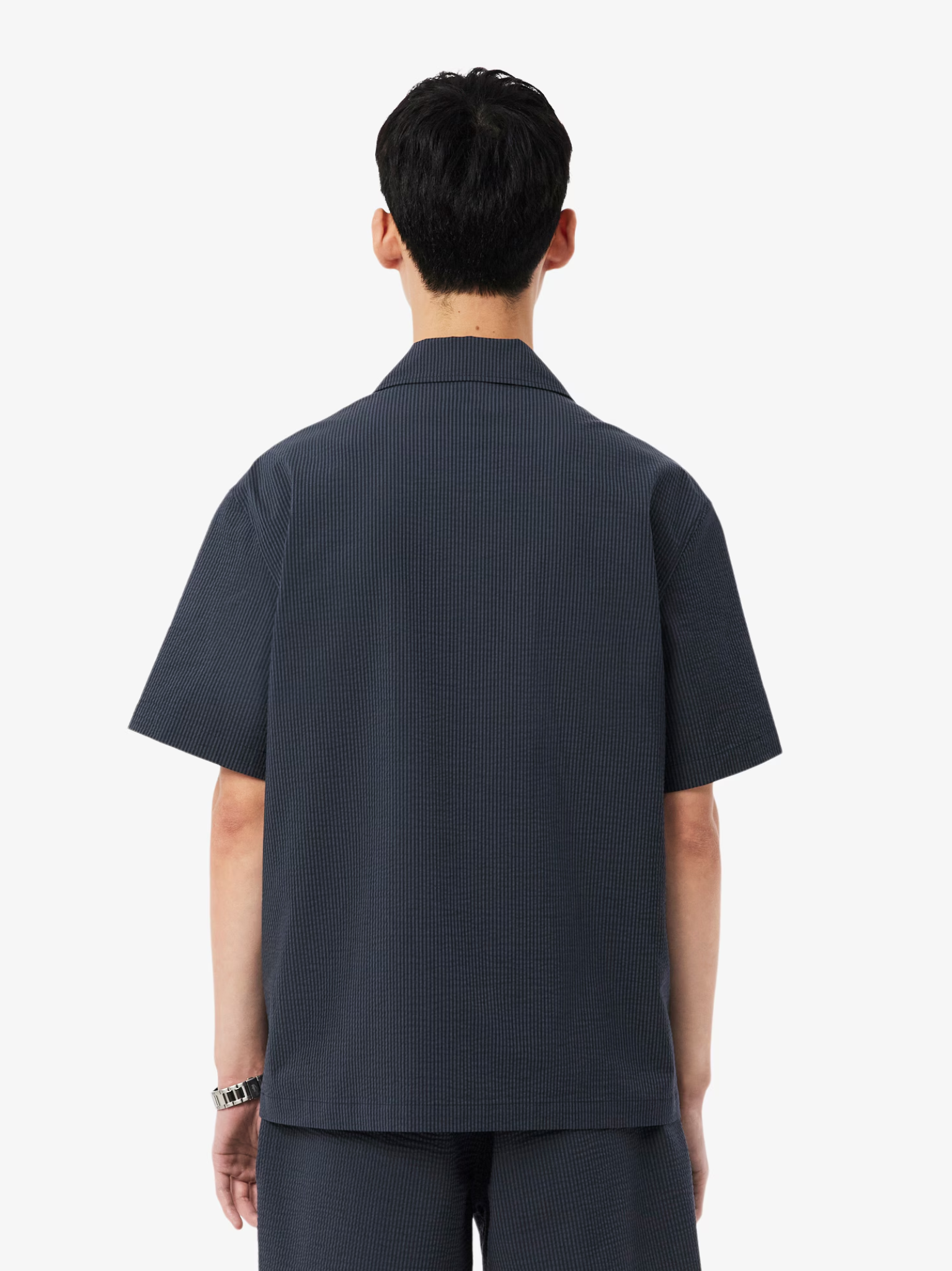 LACOSTE Relaxed Fit Seersucker Shirt Black