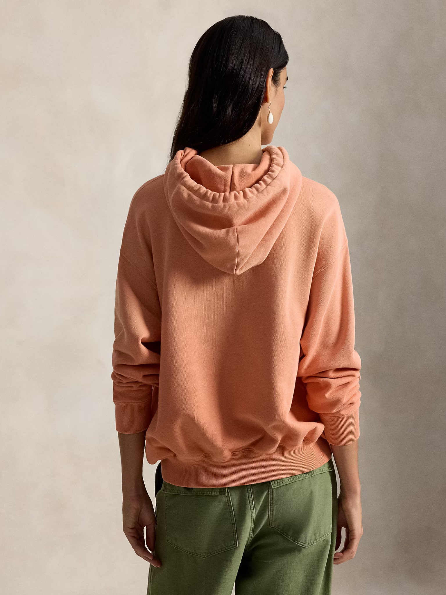RALPH LAUREN WOMEN Logo Lightweight Fleece Hoodie Pastel Coral