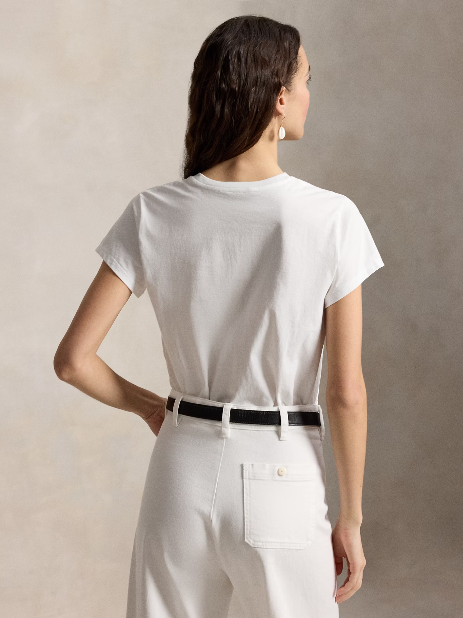 RALPH LAUREN WOMEN Classic Fit Cotton Jersey Crewneck Tee White