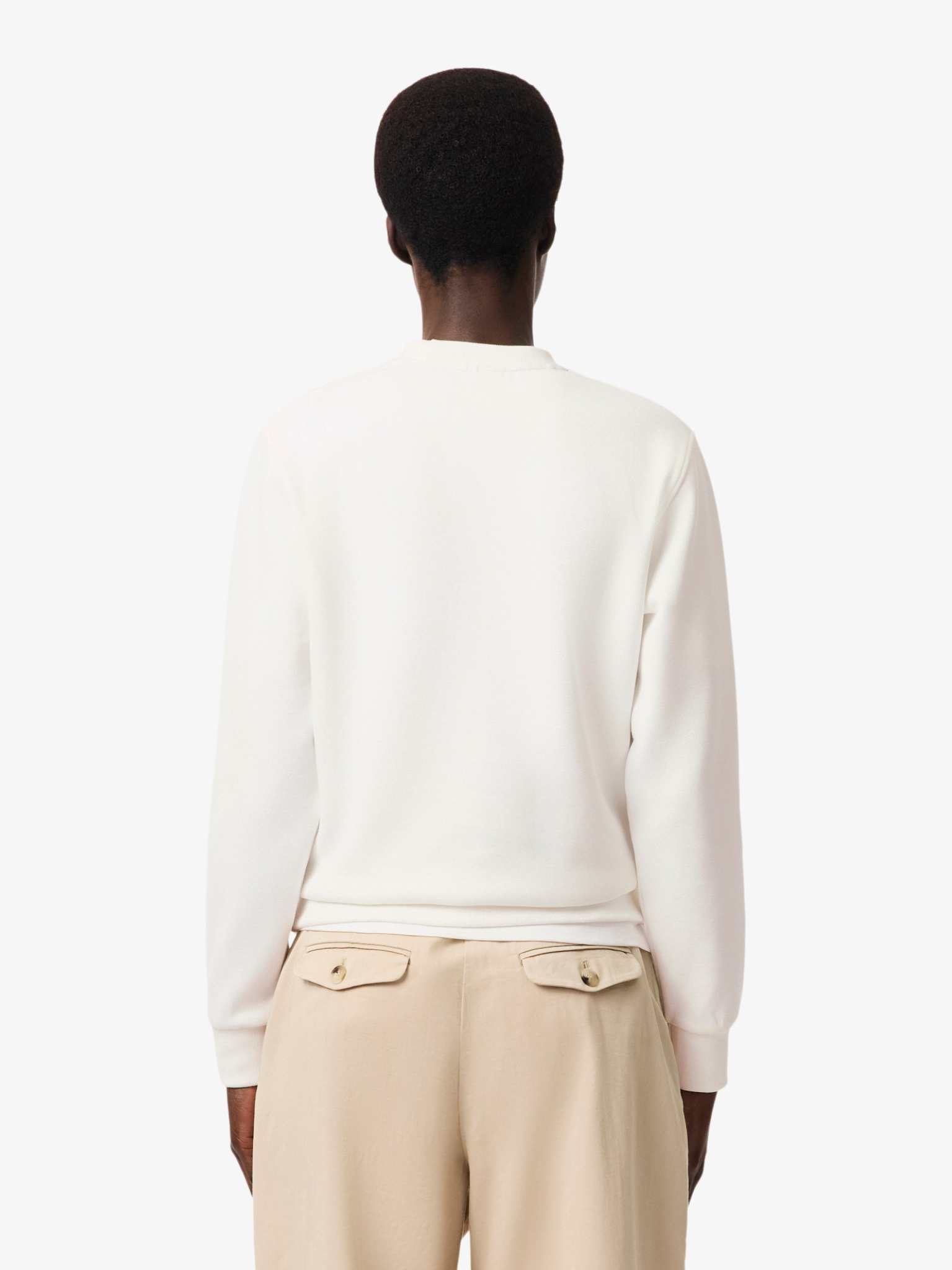 LACOSTE WOMEN Relaxed Fit Piqué Crew Neck Sweatshirt White