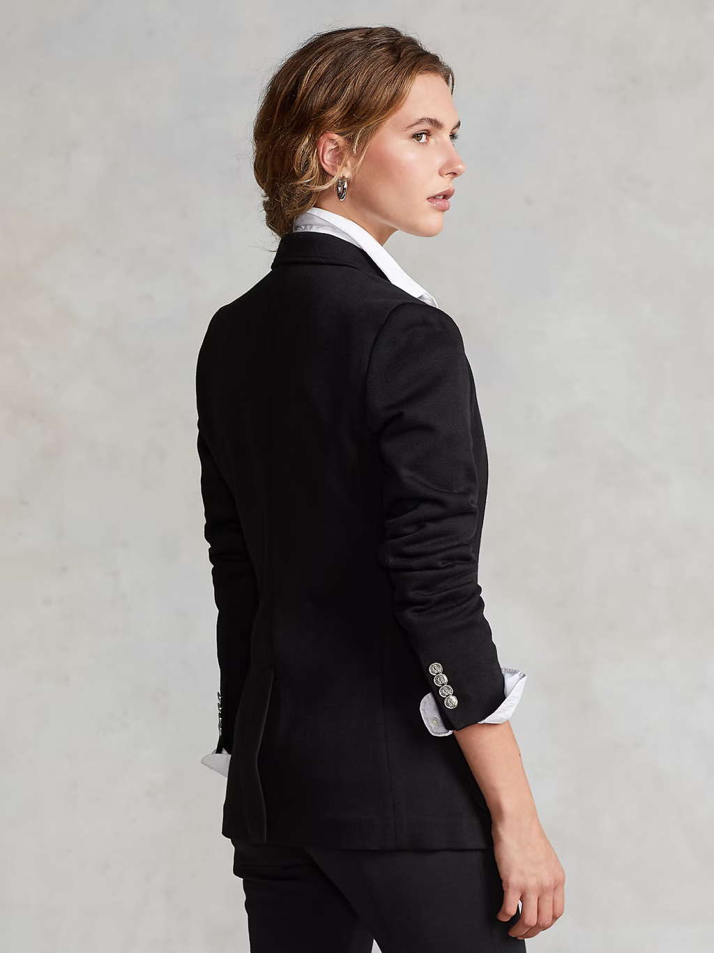 RALPH LAUREN WOMEN Double-Knit Jacquard Blazer Black