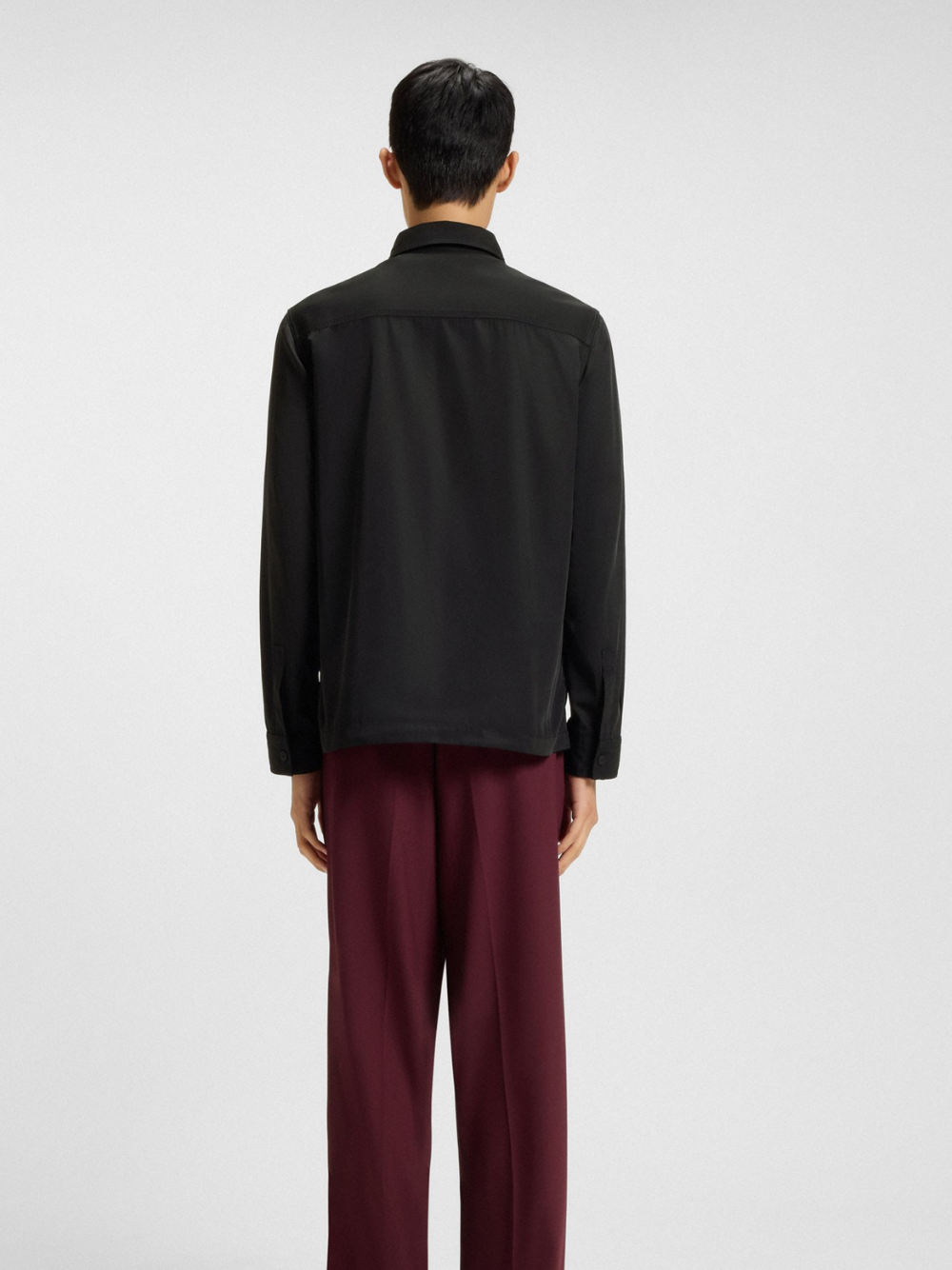HUGO Enaso Oversized-Fit Shirt With Stacked-Logo Badge Black
