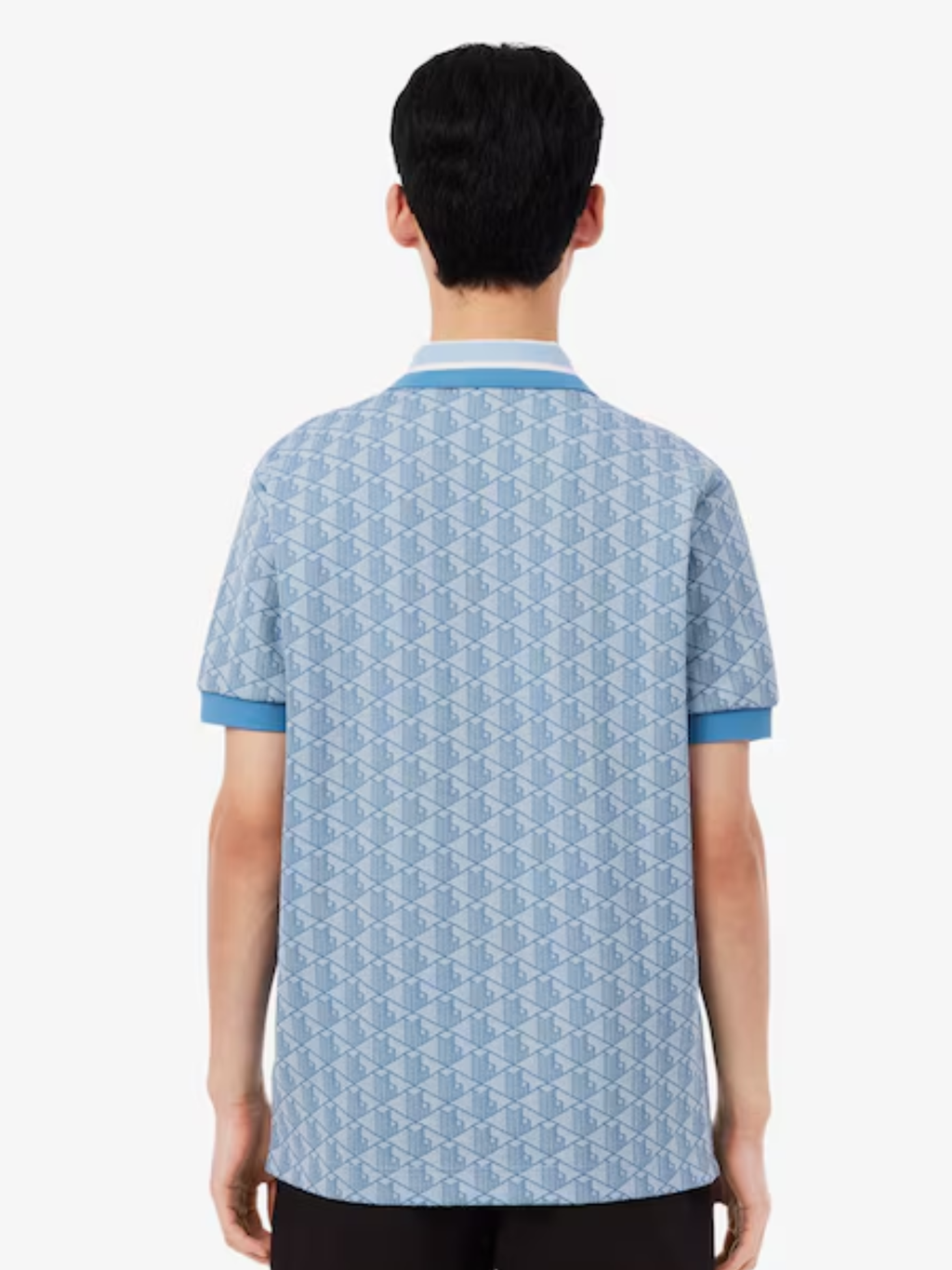 LACOSTE Classic Fit Monogram Jacquard Polo Shirt Blue