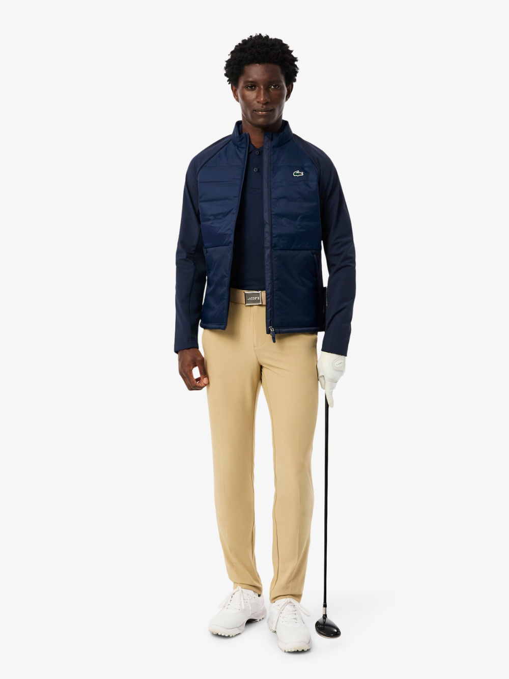 LACOSTE High Neck Quilted Golf Jacket Navy