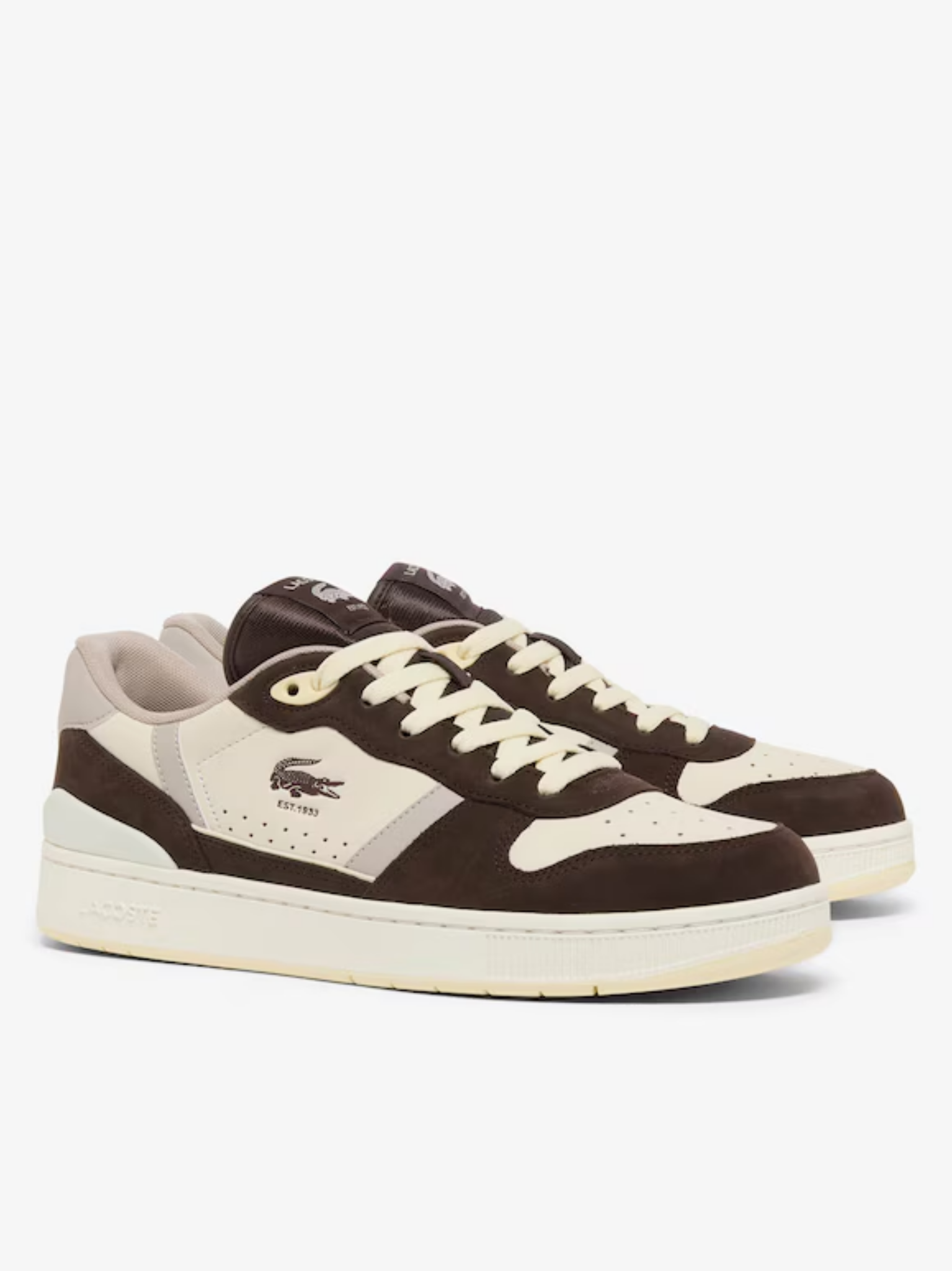 LACOSTE T-Clip Set Leather Sneakers Dark Brown