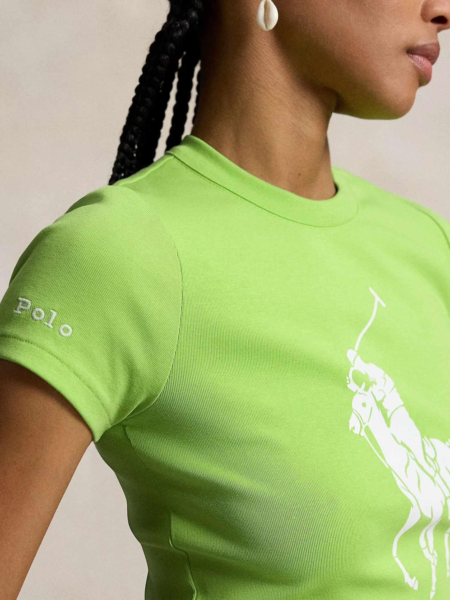 RALPH LAUREN WOMEN Big Pony Stretch Cotton Tee Riviera Green