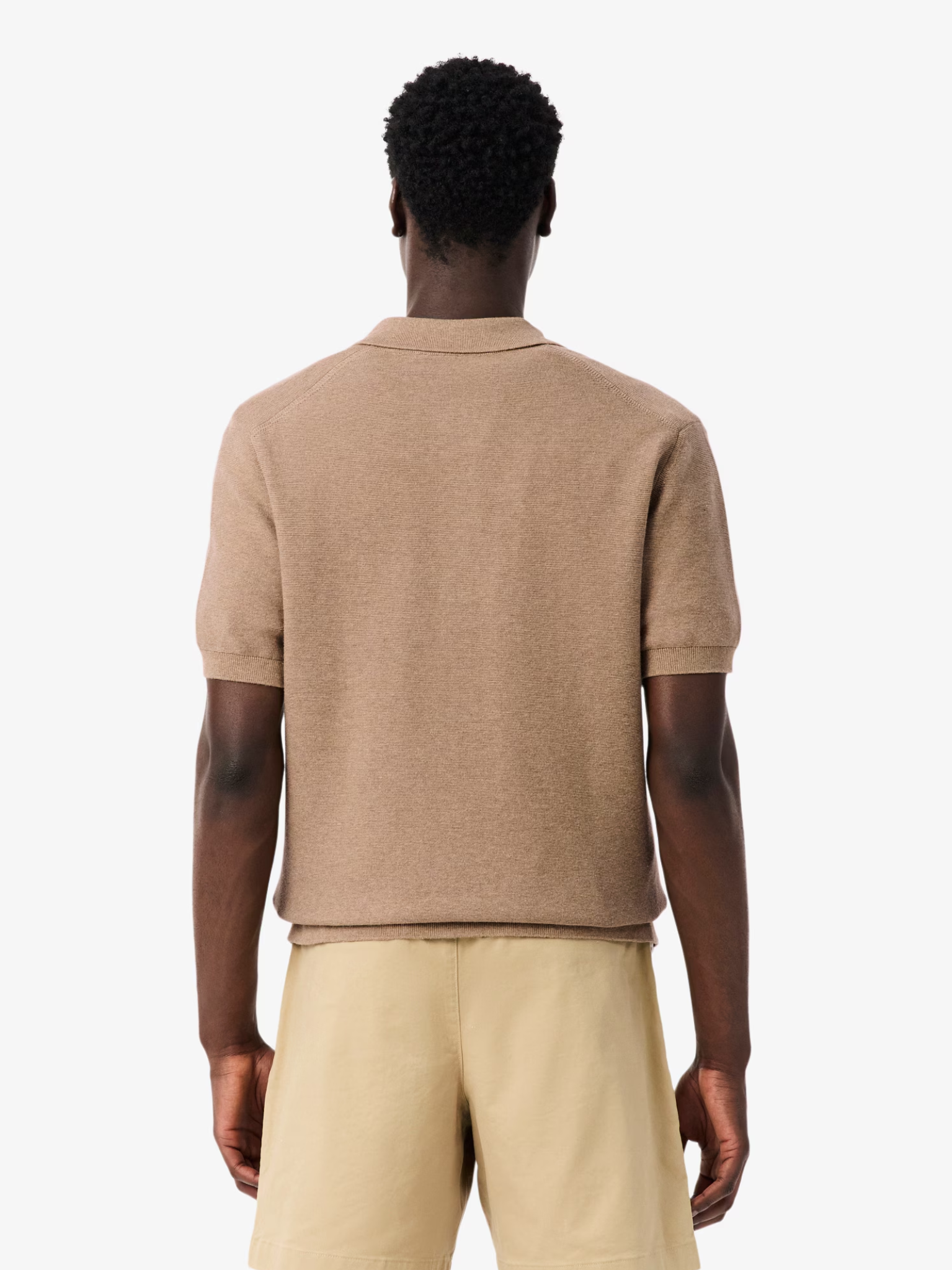 LACOSTE Classic Fit Knitted Polo Shirt Beige