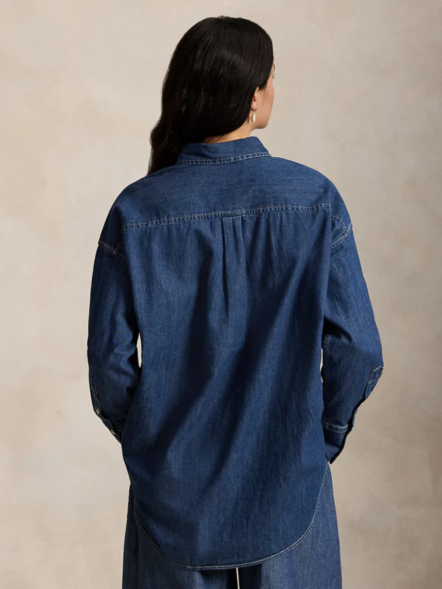 RALPH LAUREN WOMEN Denim Tuxedo Shirt Linden Wash