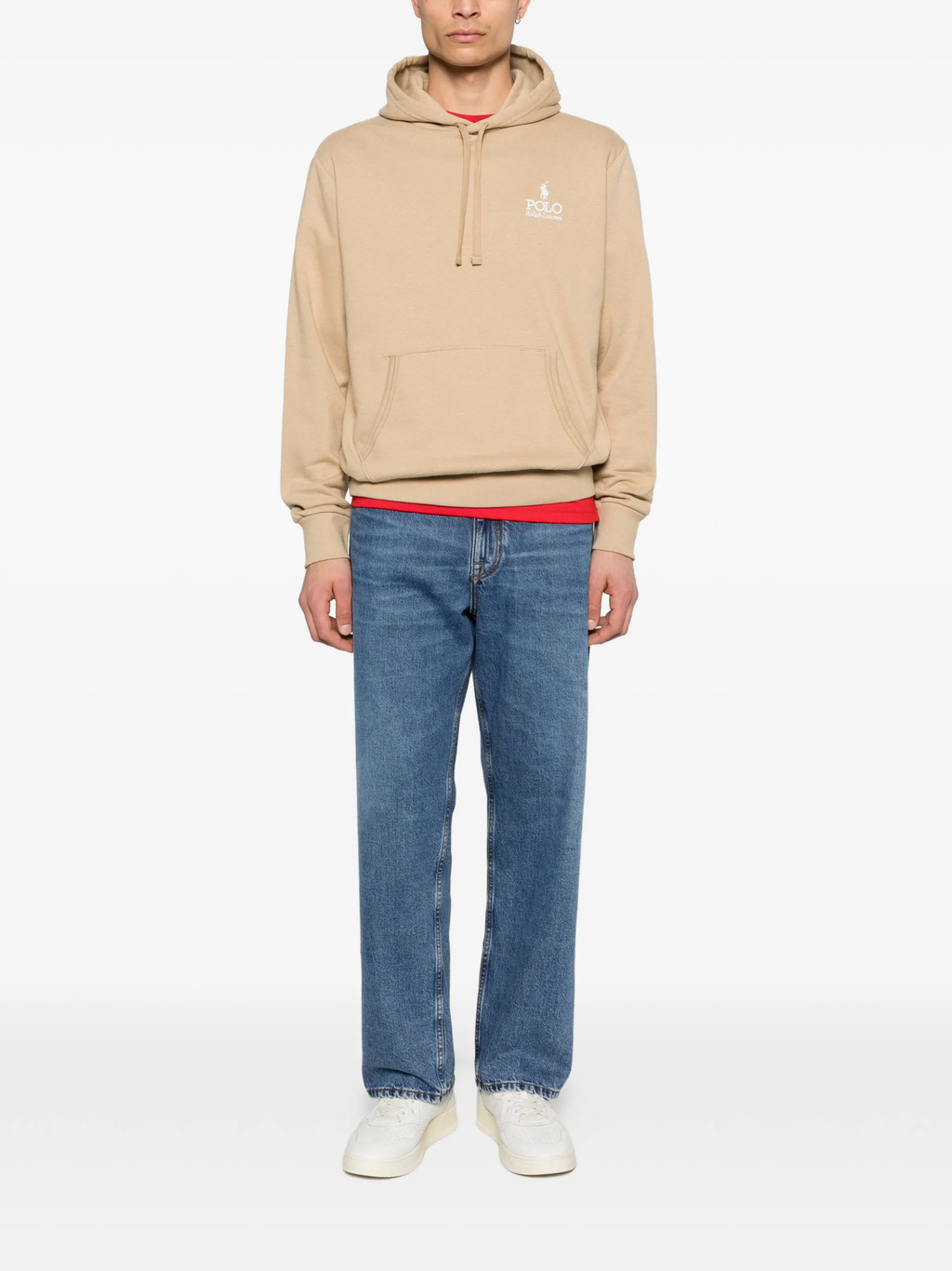 RALPH LAUREN Logo Fleece Hoodie Vintage Khaki