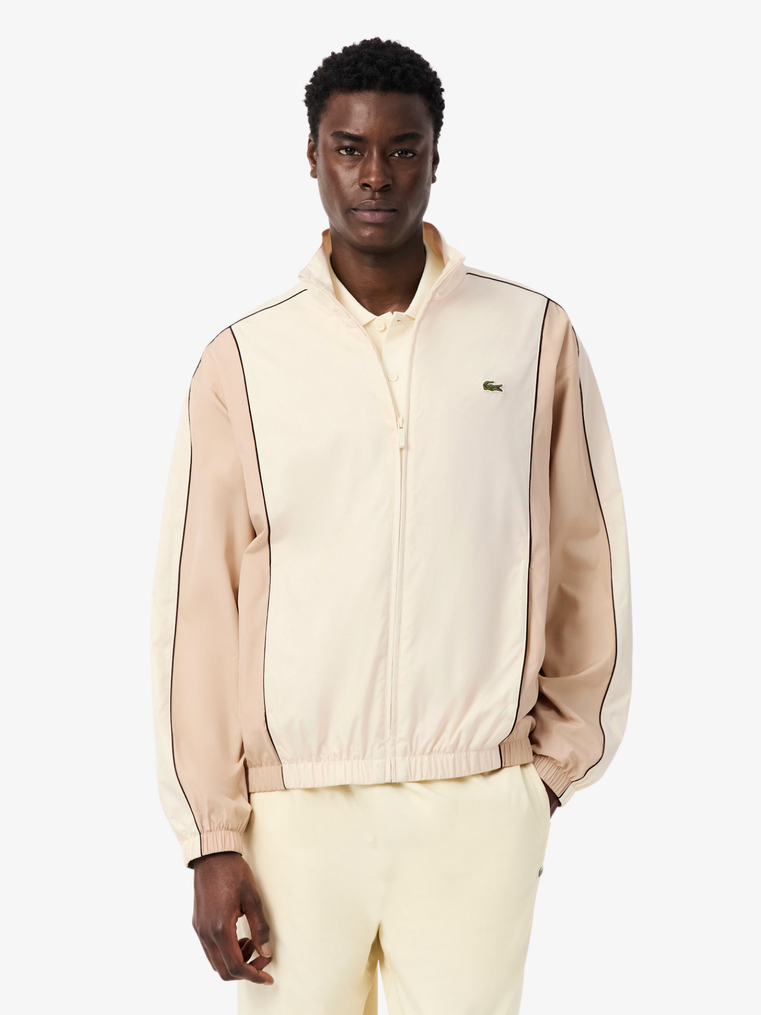 LACOSTE Colour-Block Water-Repellent Track Jacket Beige