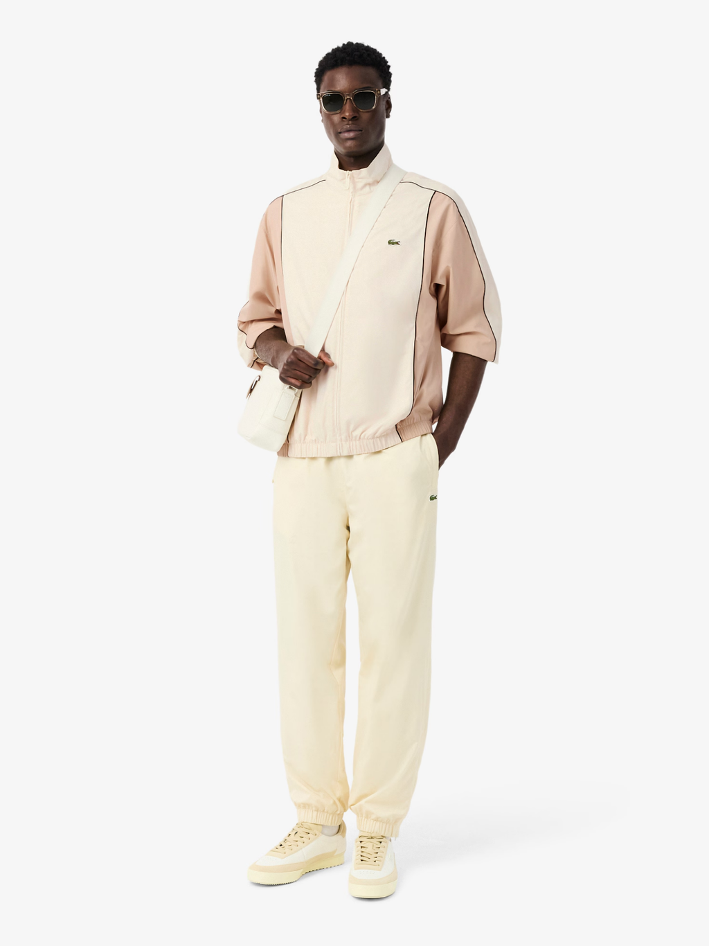 LACOSTE Colour-Block Water-Repellent Track Jacket Beige