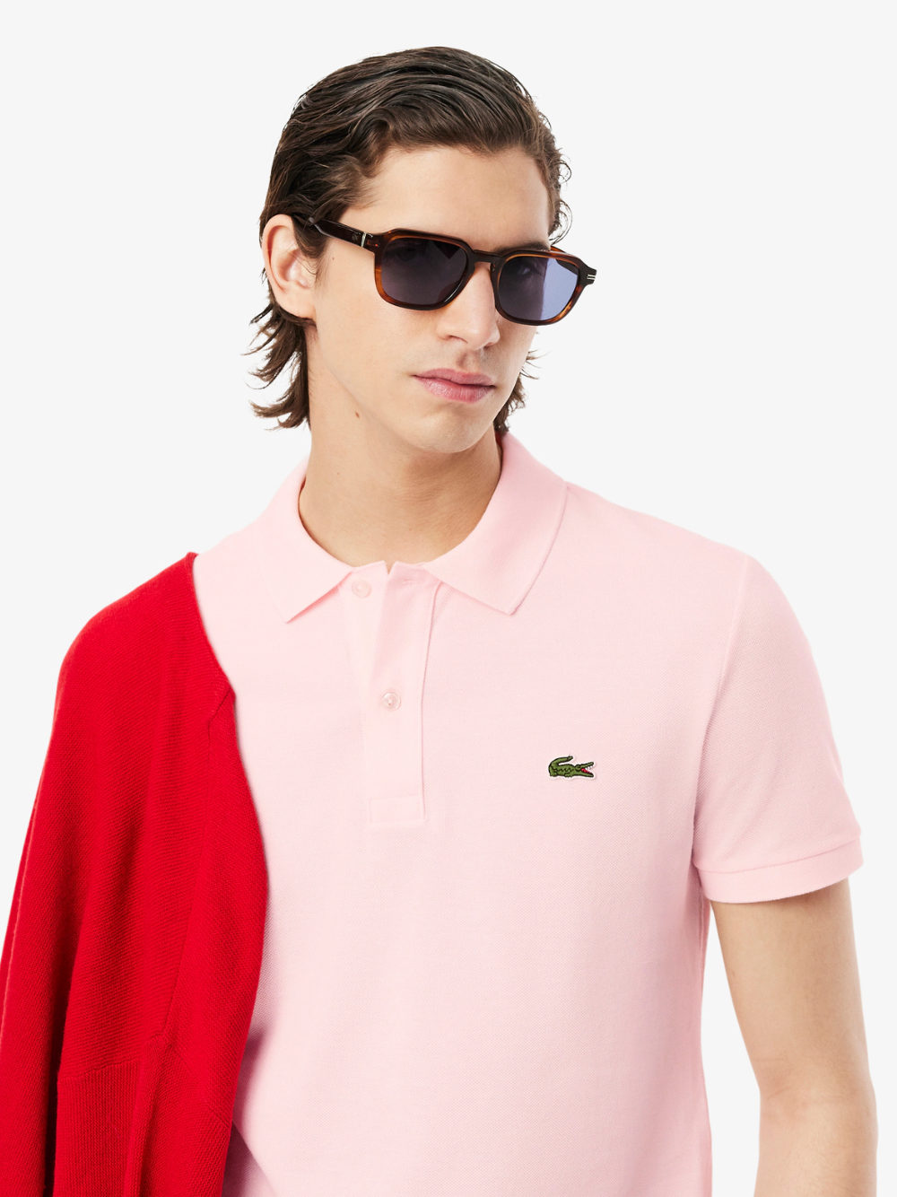LACOSTE Slim Fit L.12.12 Piqué Polo Shirt Light Pink
