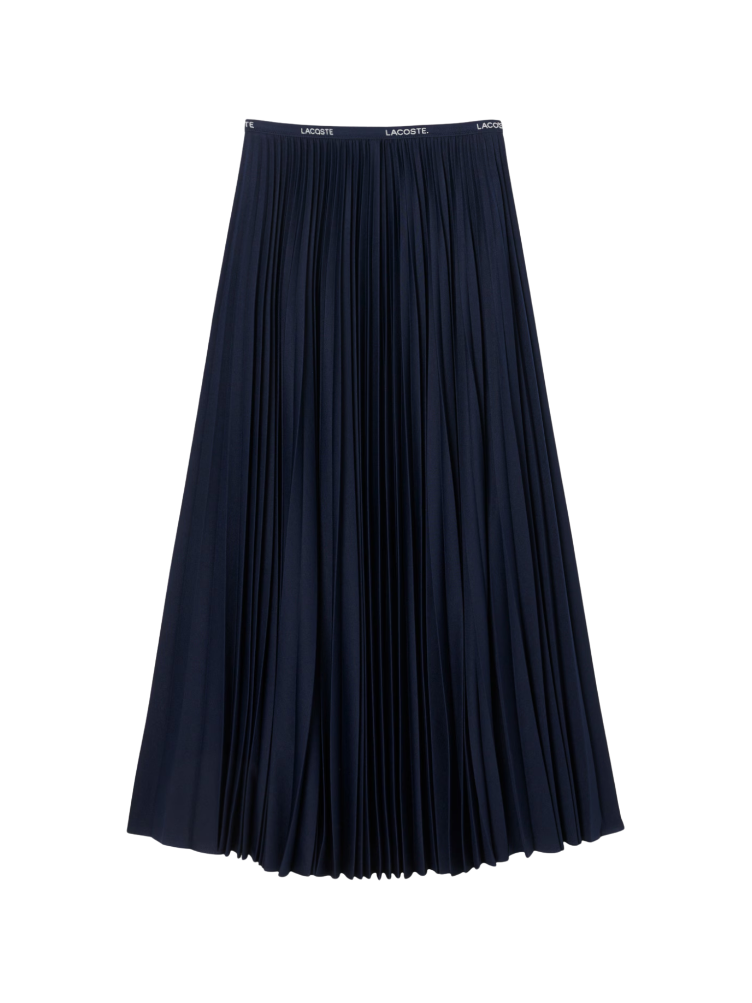 LACOSTE WOMEN Long Pleated Elasticated Waist Skirt Midnight Blue